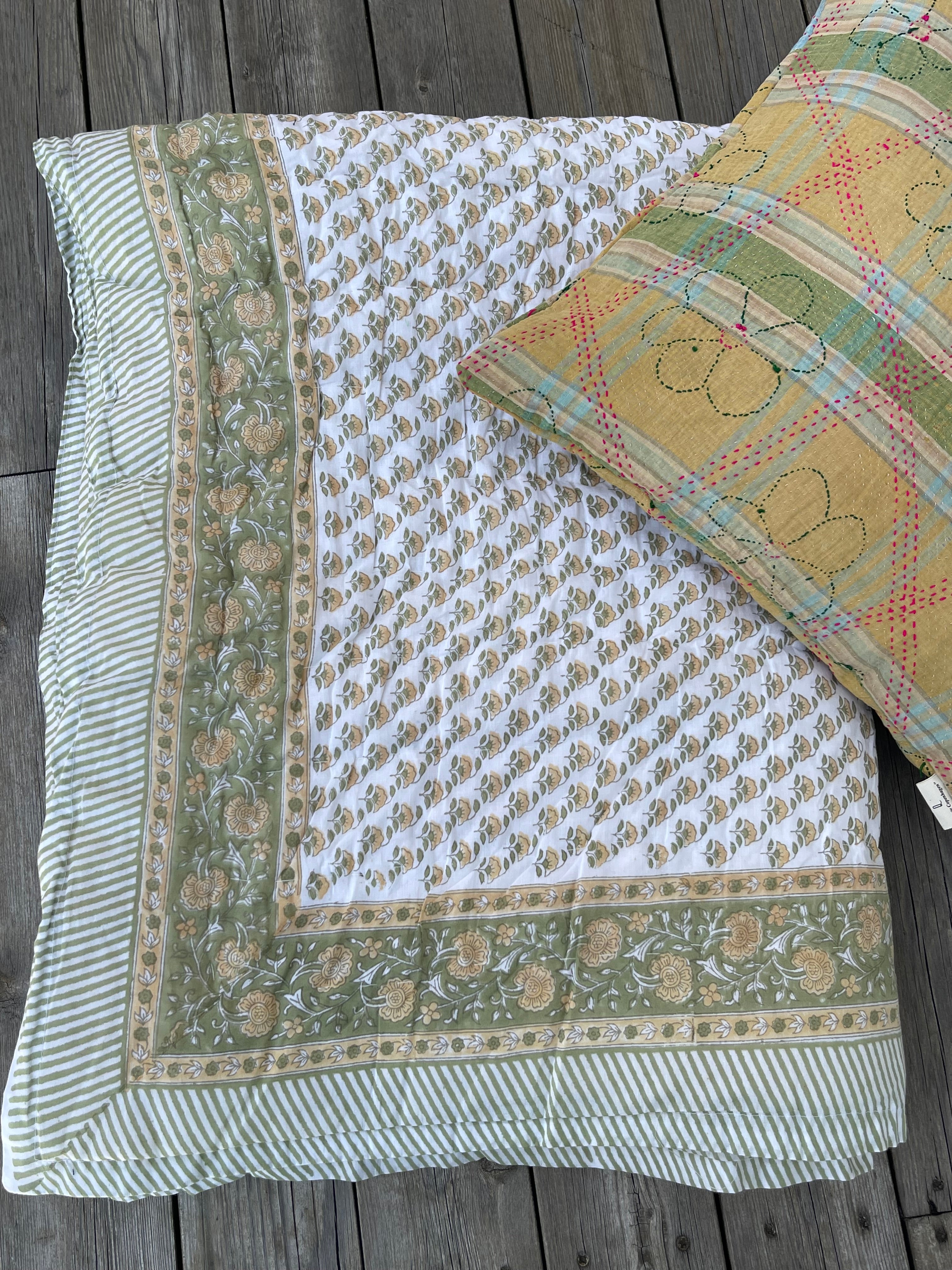 Vatteppe 150x220 - Grønt/Gult