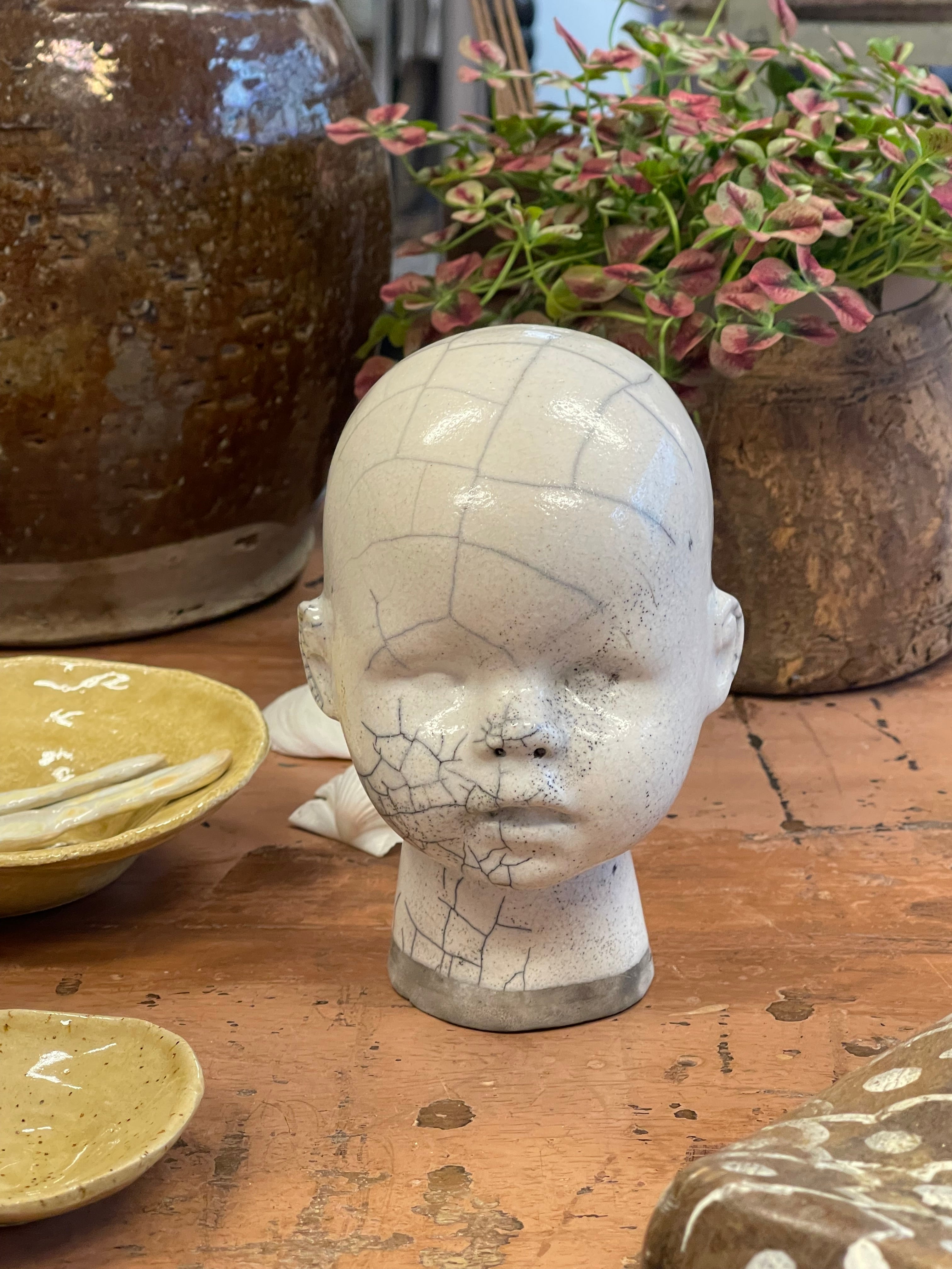 Raku Doll - Dukkehode - Hvit #11