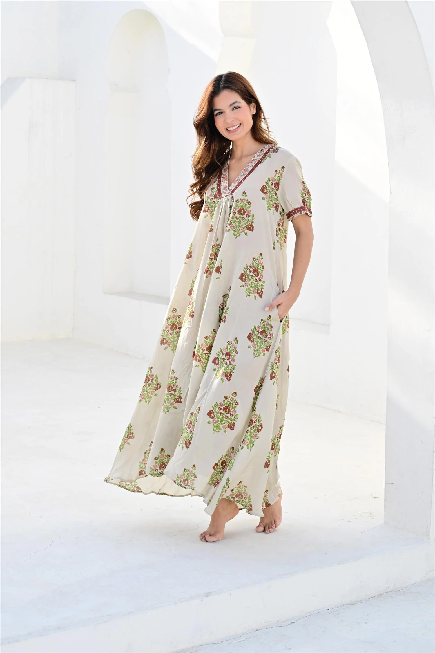 Nimes maxikjole - Sand/Marron