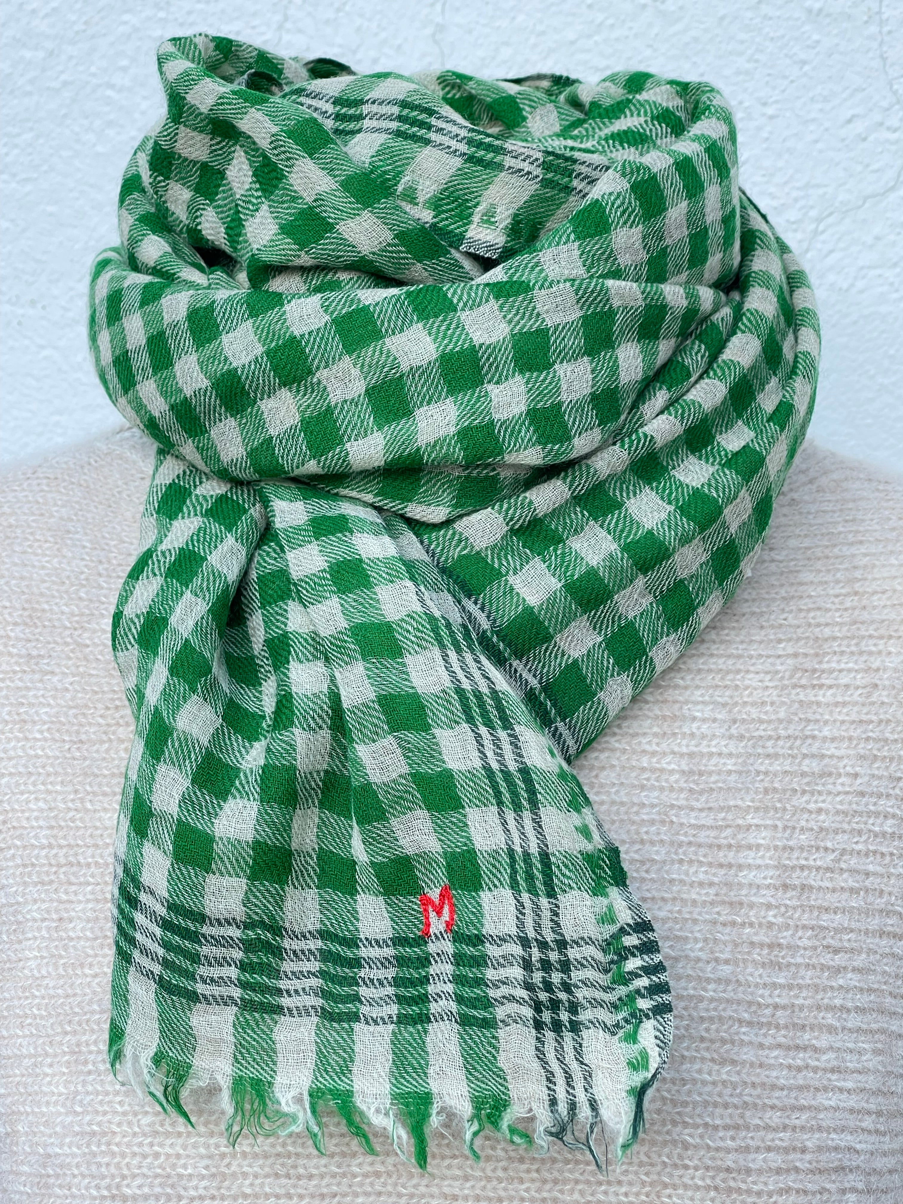 Rutete Ullskjerf - 693 - Apple Green