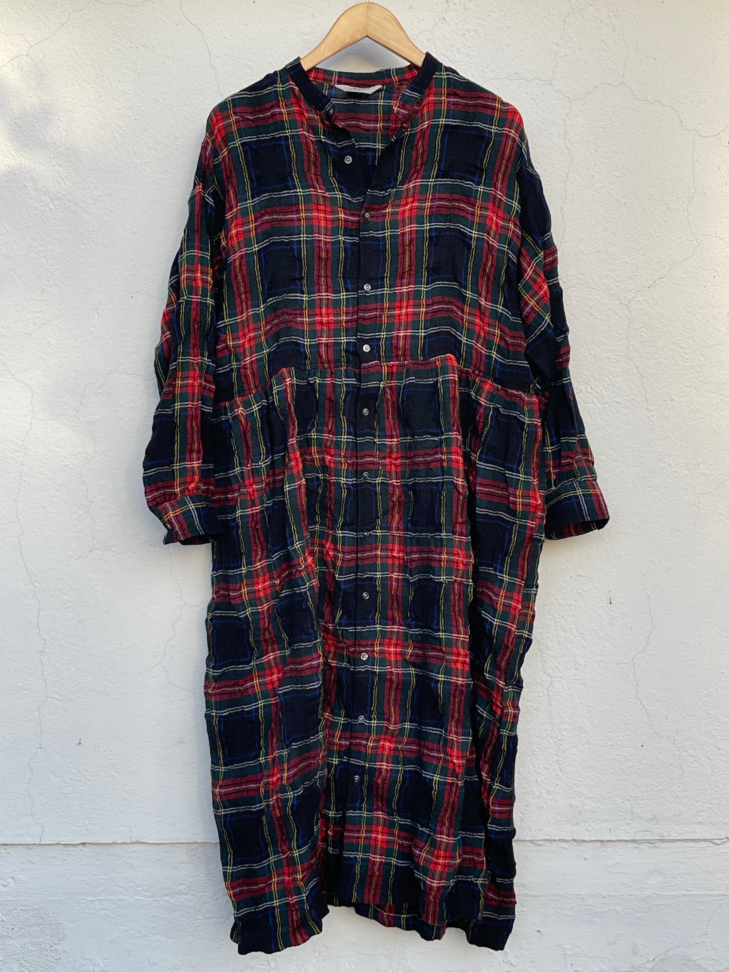 Tartan skjortekjole i ullblanding - Sort