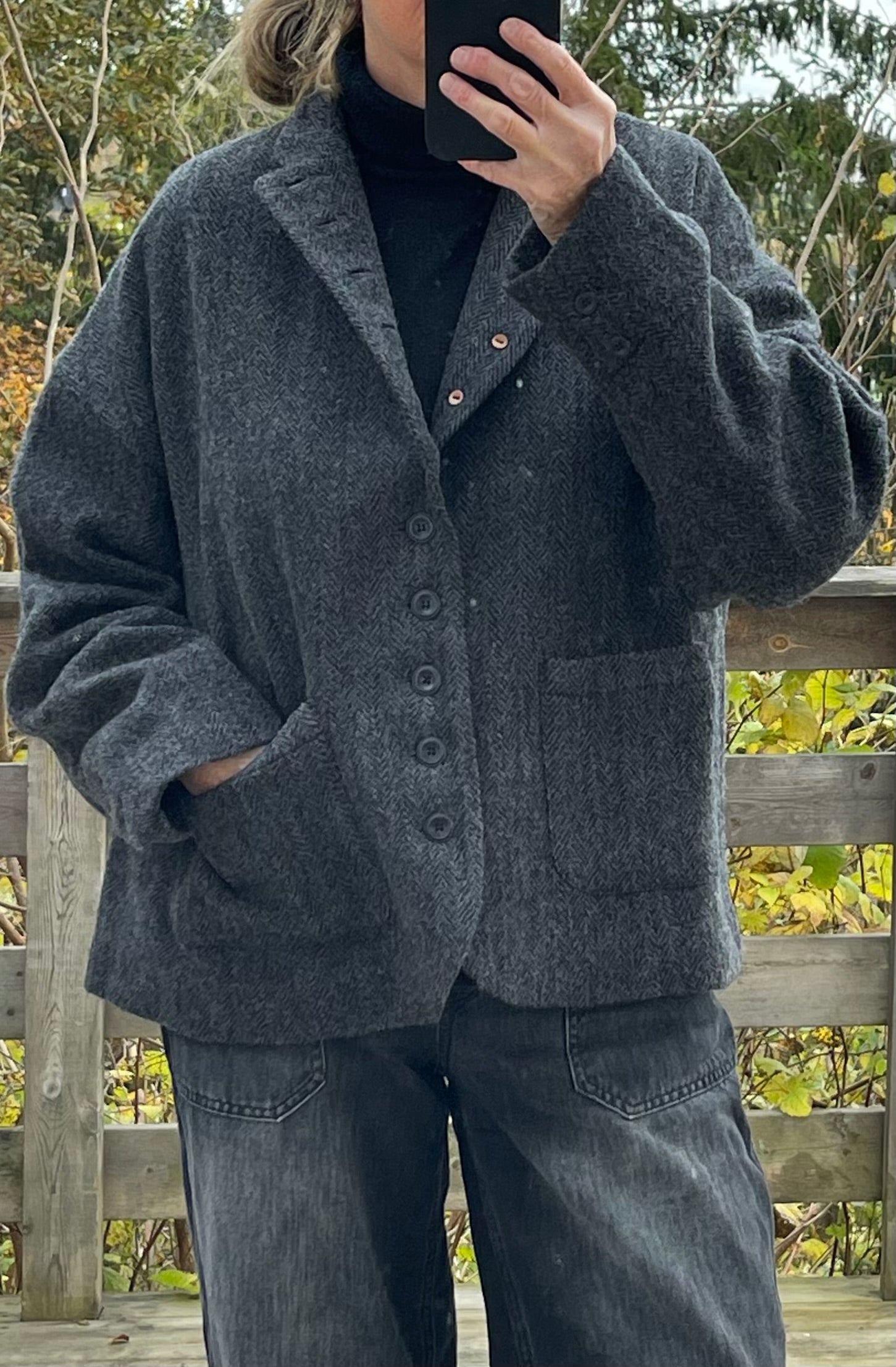 Herringbone blazer - Black