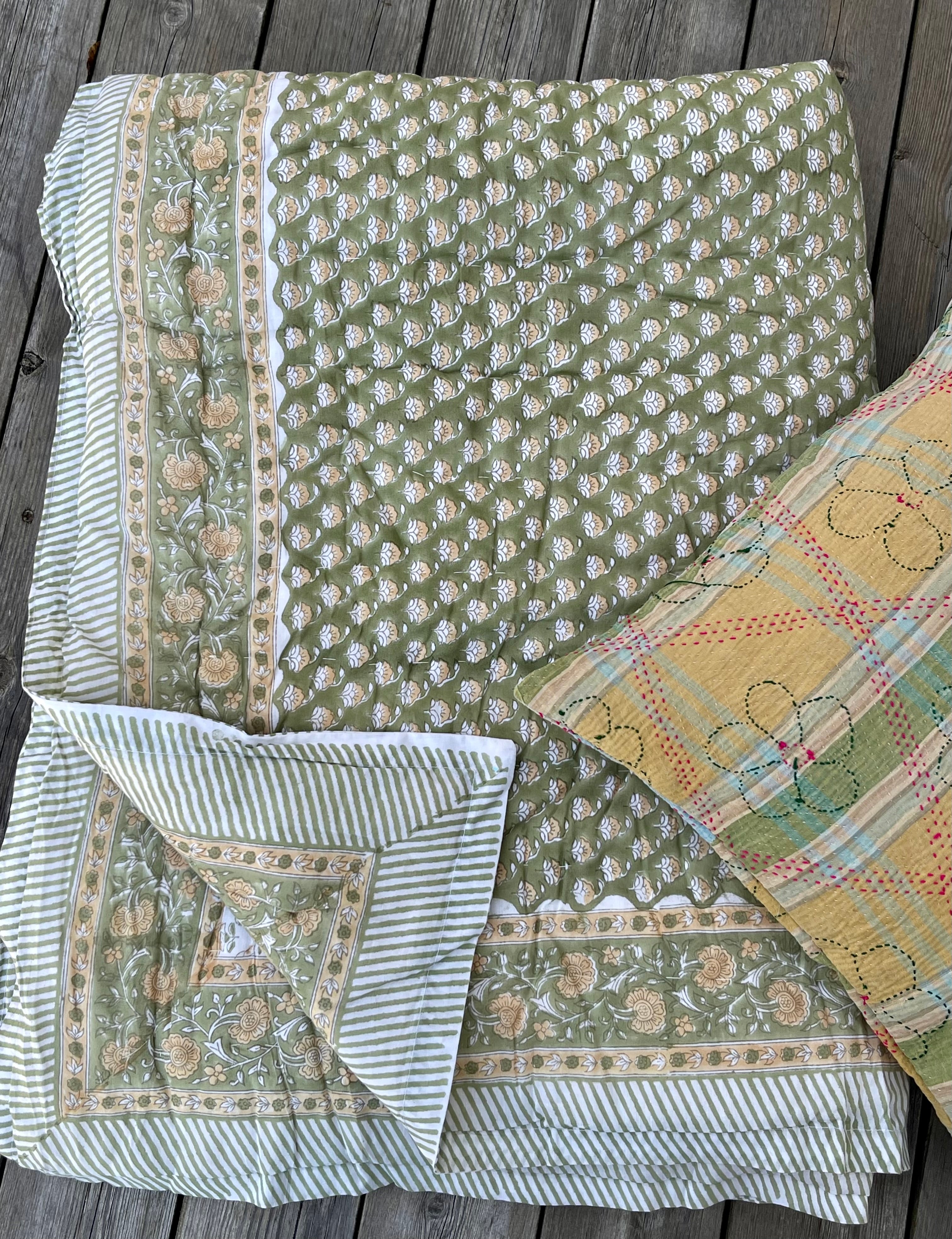 Vatteppe 150x220 - Grønt/Gult