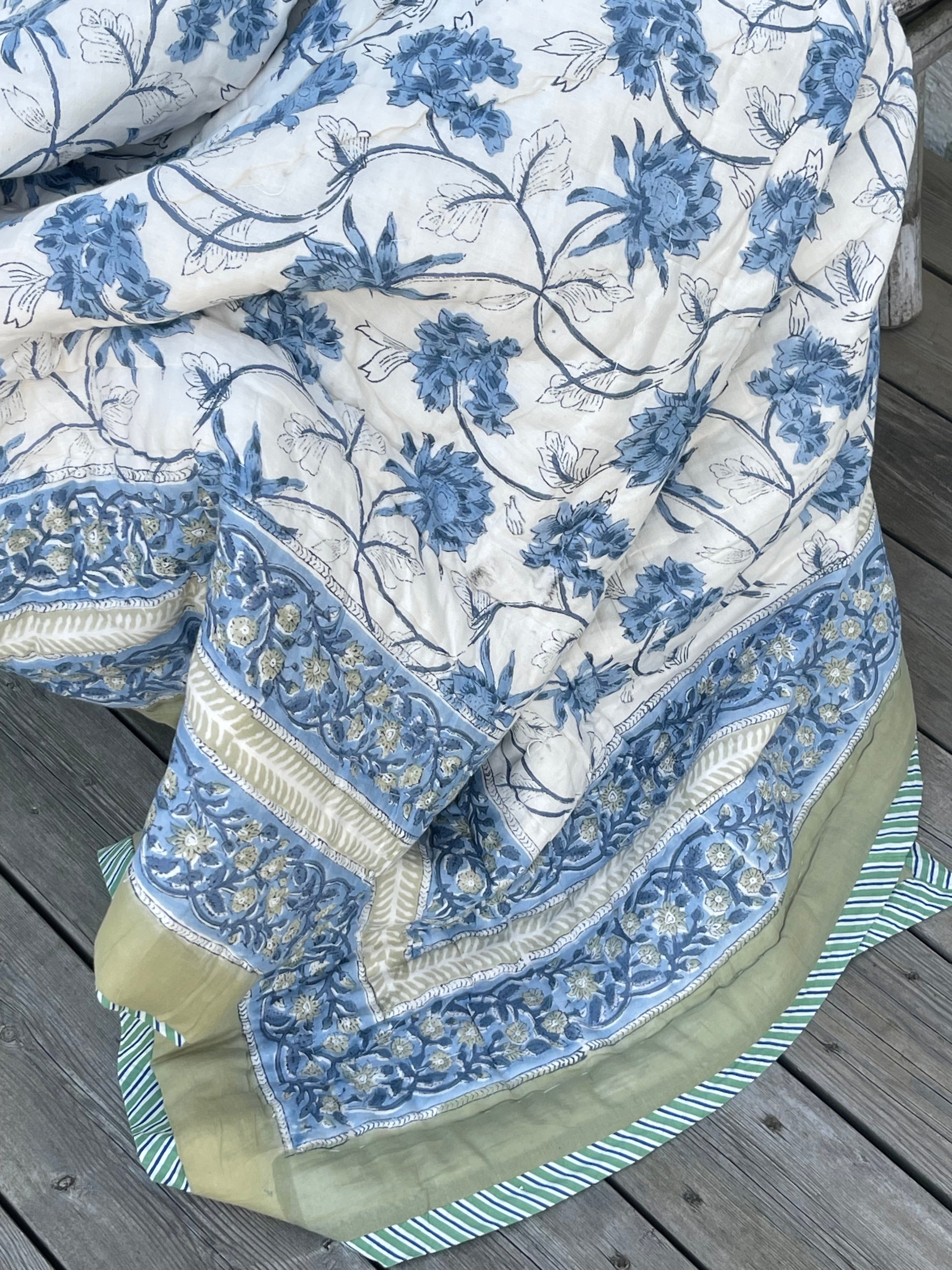 Vatteppe 150x220 - Salvie/Blått