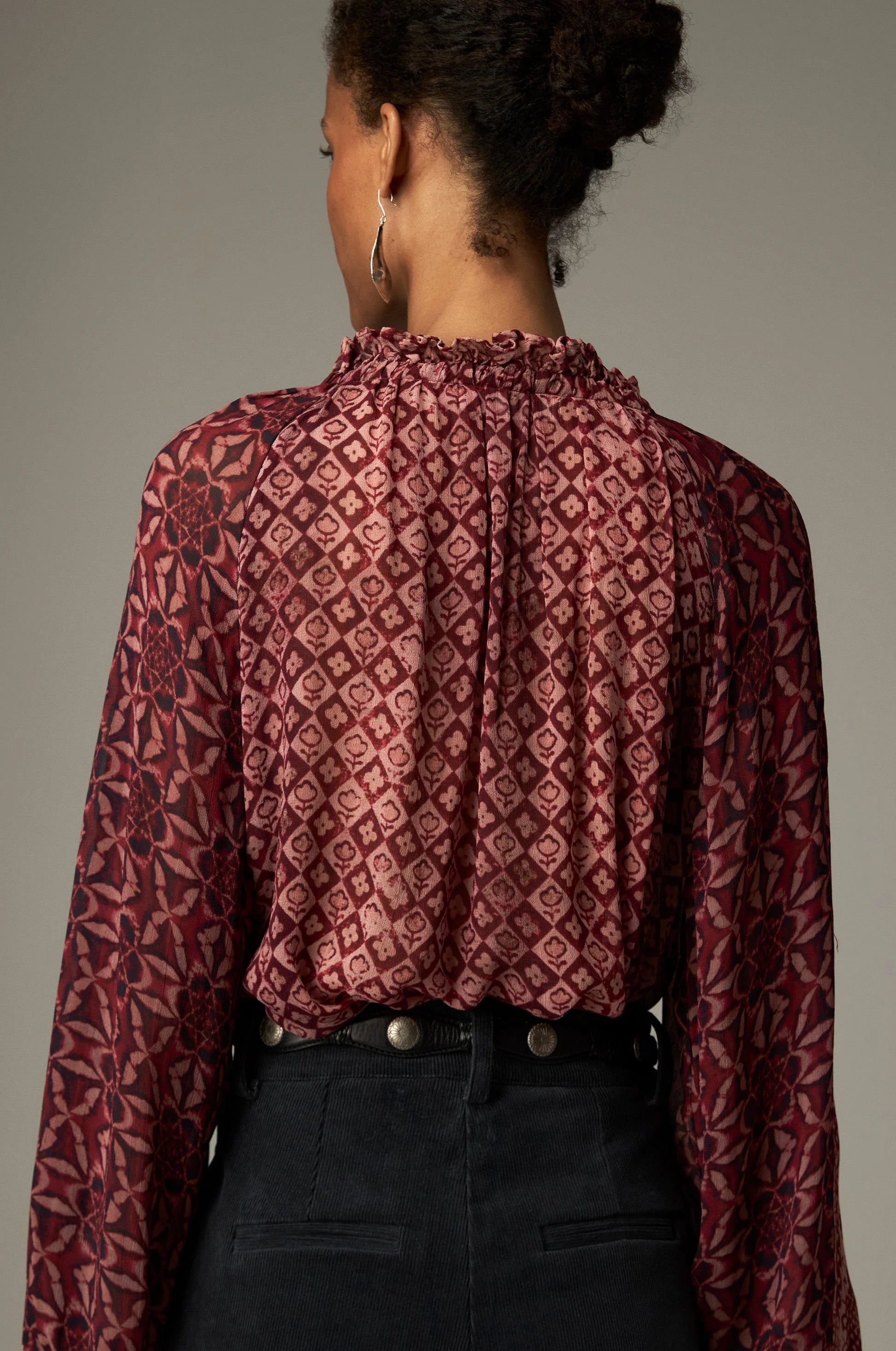 Hannah Bluse - Red Combo - Wine