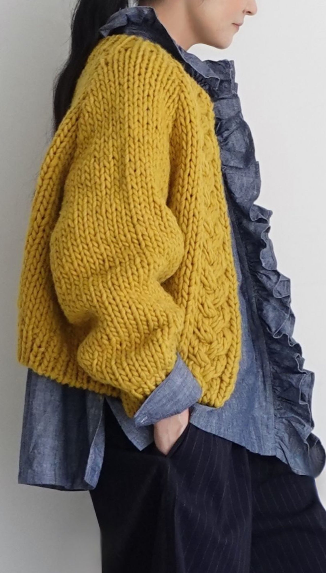 Håndstrikket Cardigan - Yellow