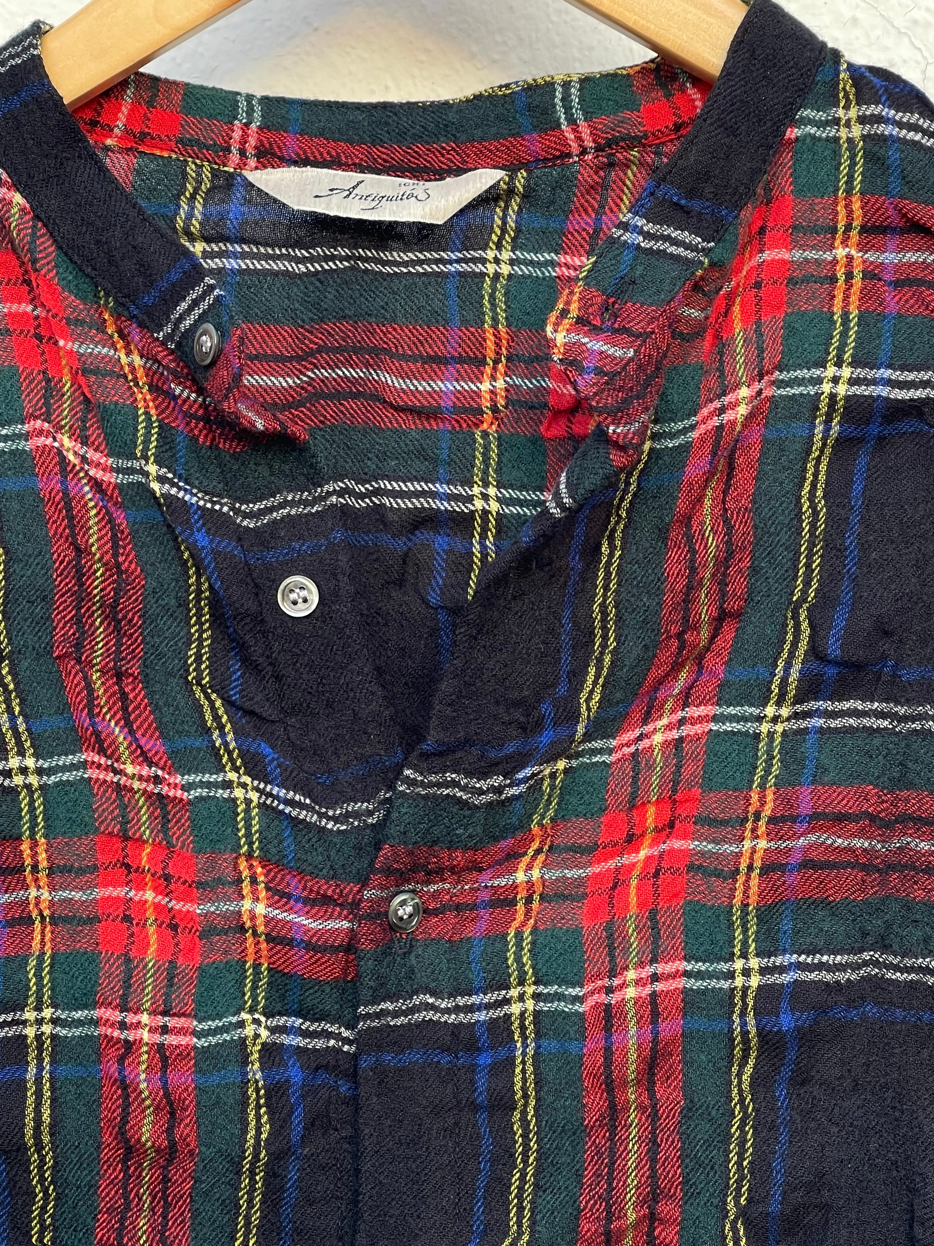 Tartan skjortekjole i ullblanding - Sort