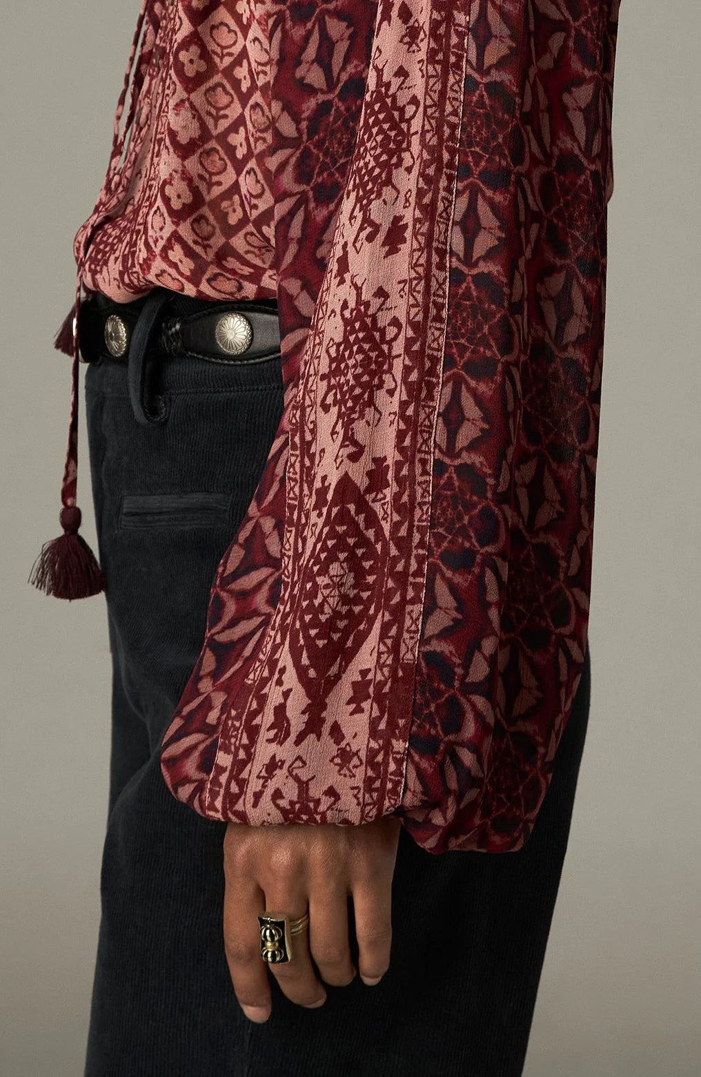 Hannah Bluse - Red Combo - Wine
