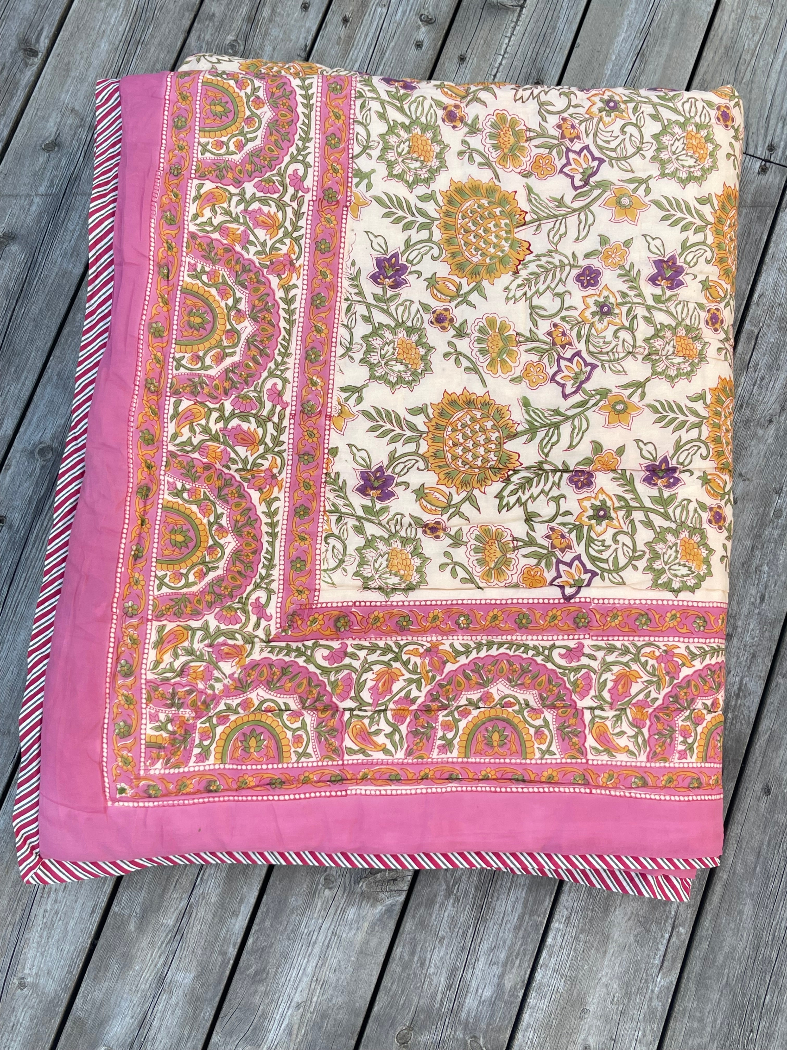 Vatteppe 150x220 - Rosa/Gult