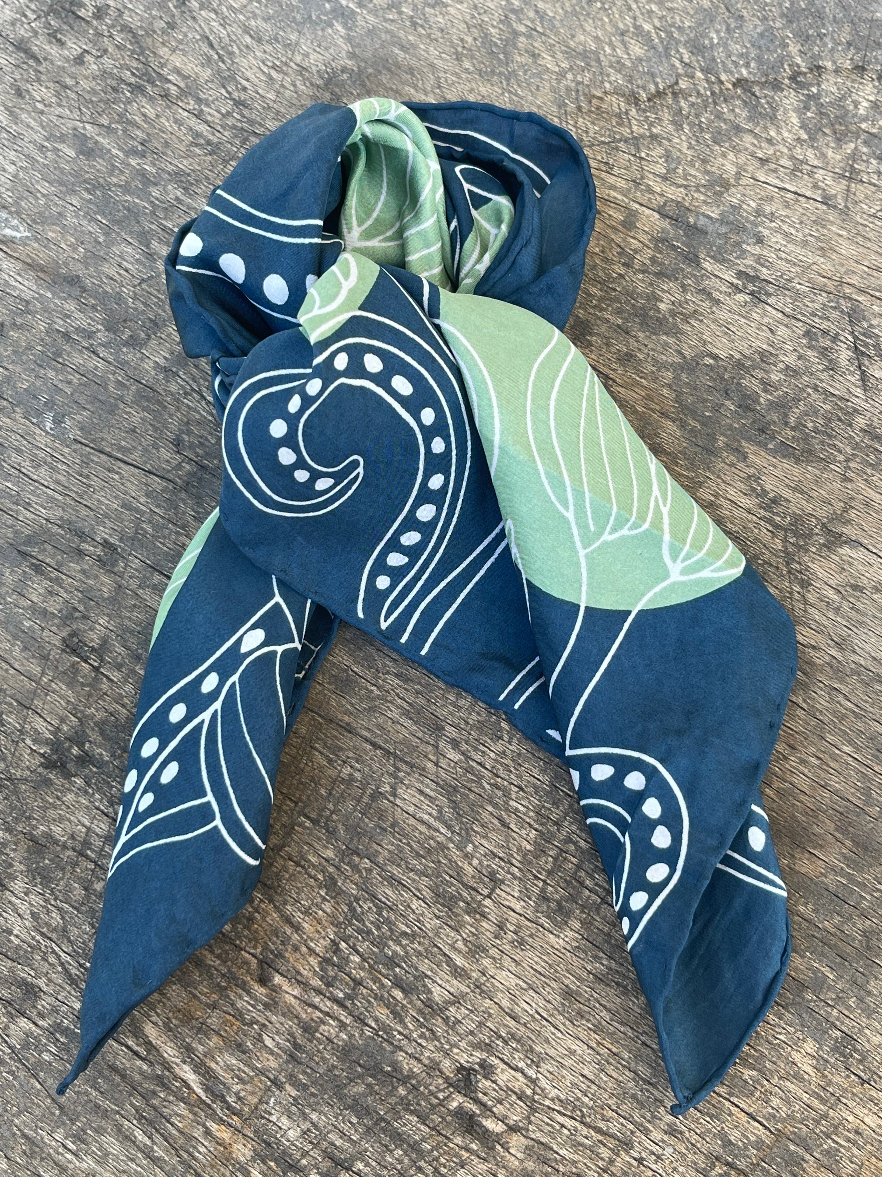 Mini silkeskjerf - Mandalay - Marine