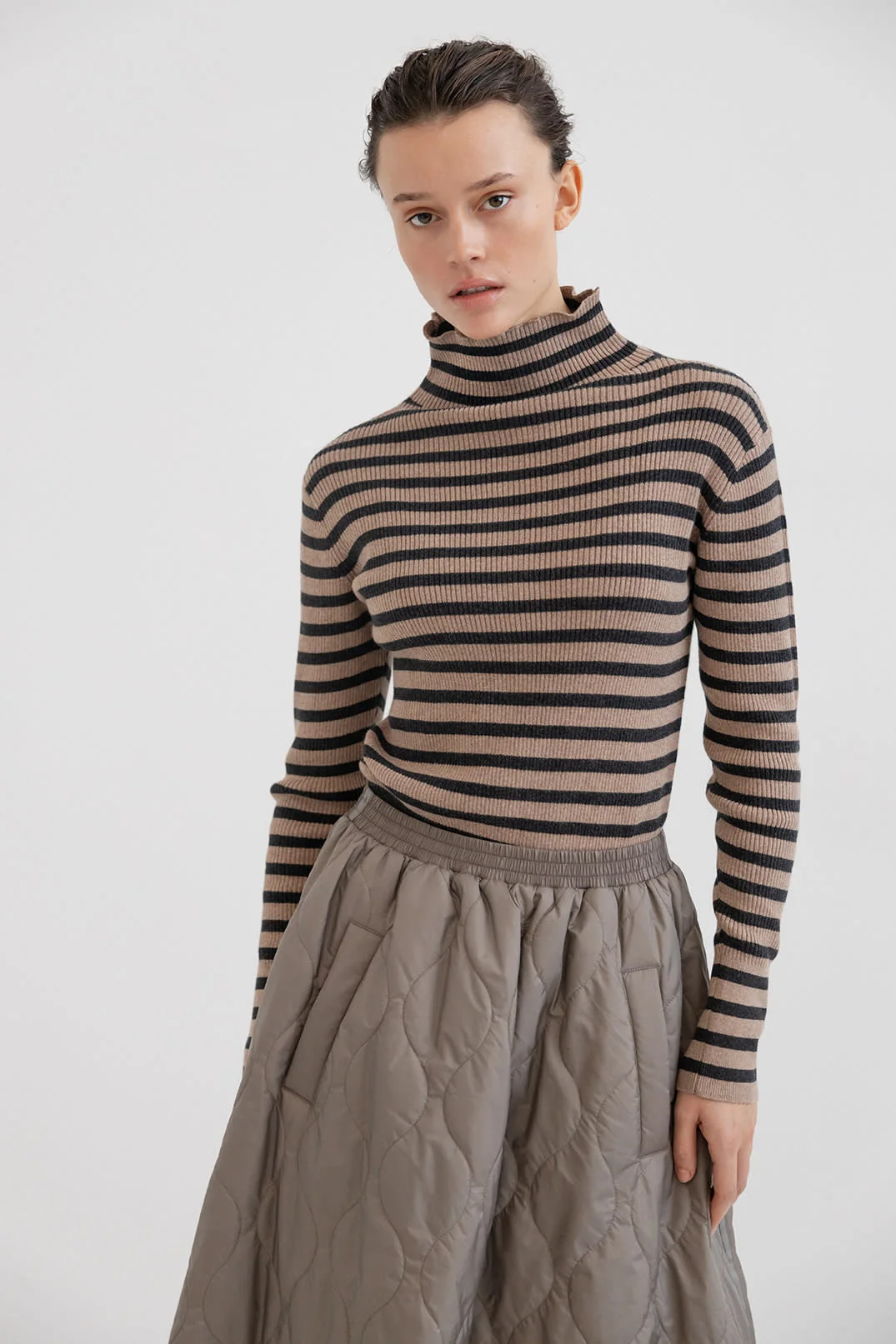 Stone Pologenser - Khaki Stripe