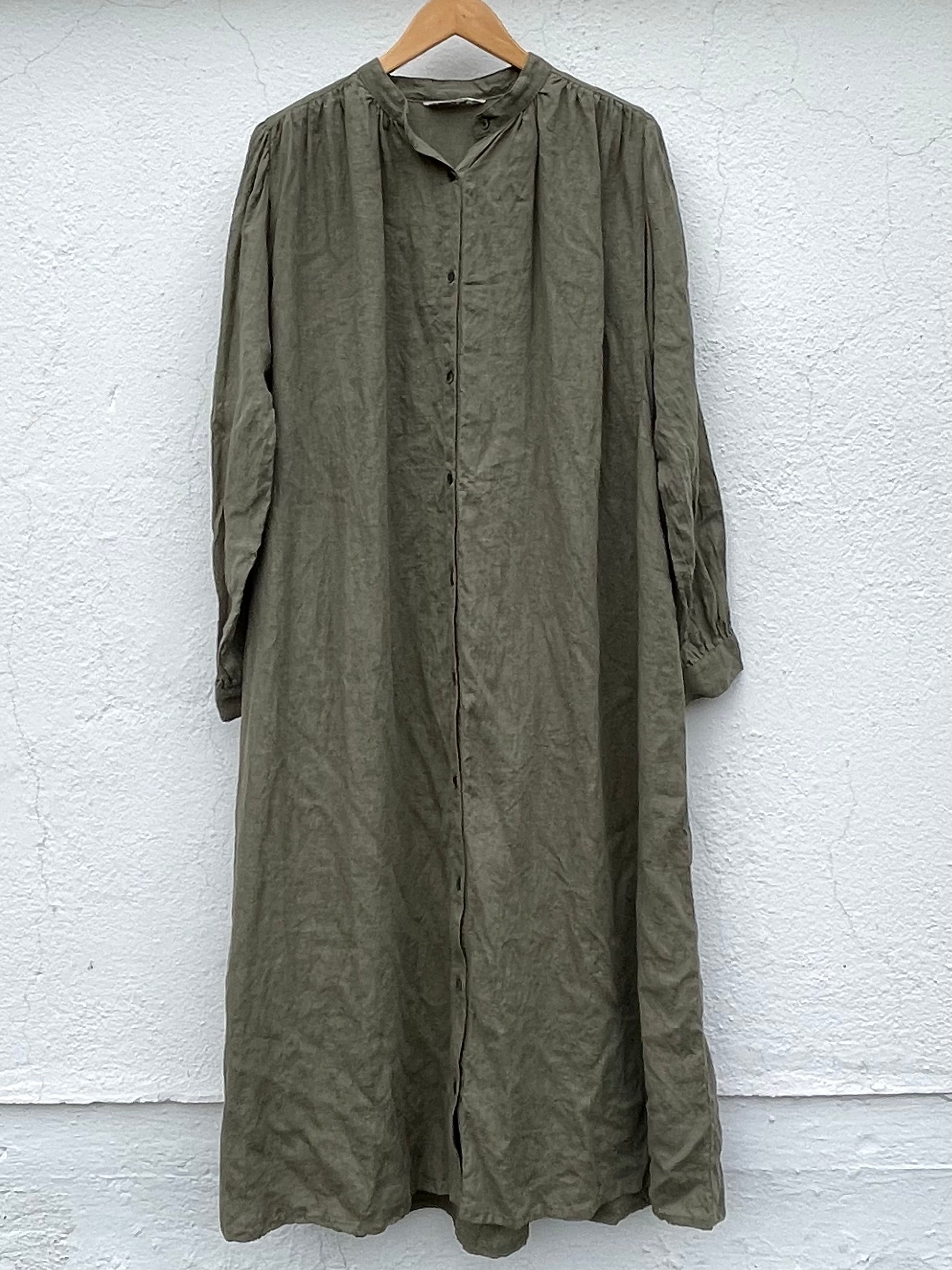 French Linen Kjole - Kaki Green