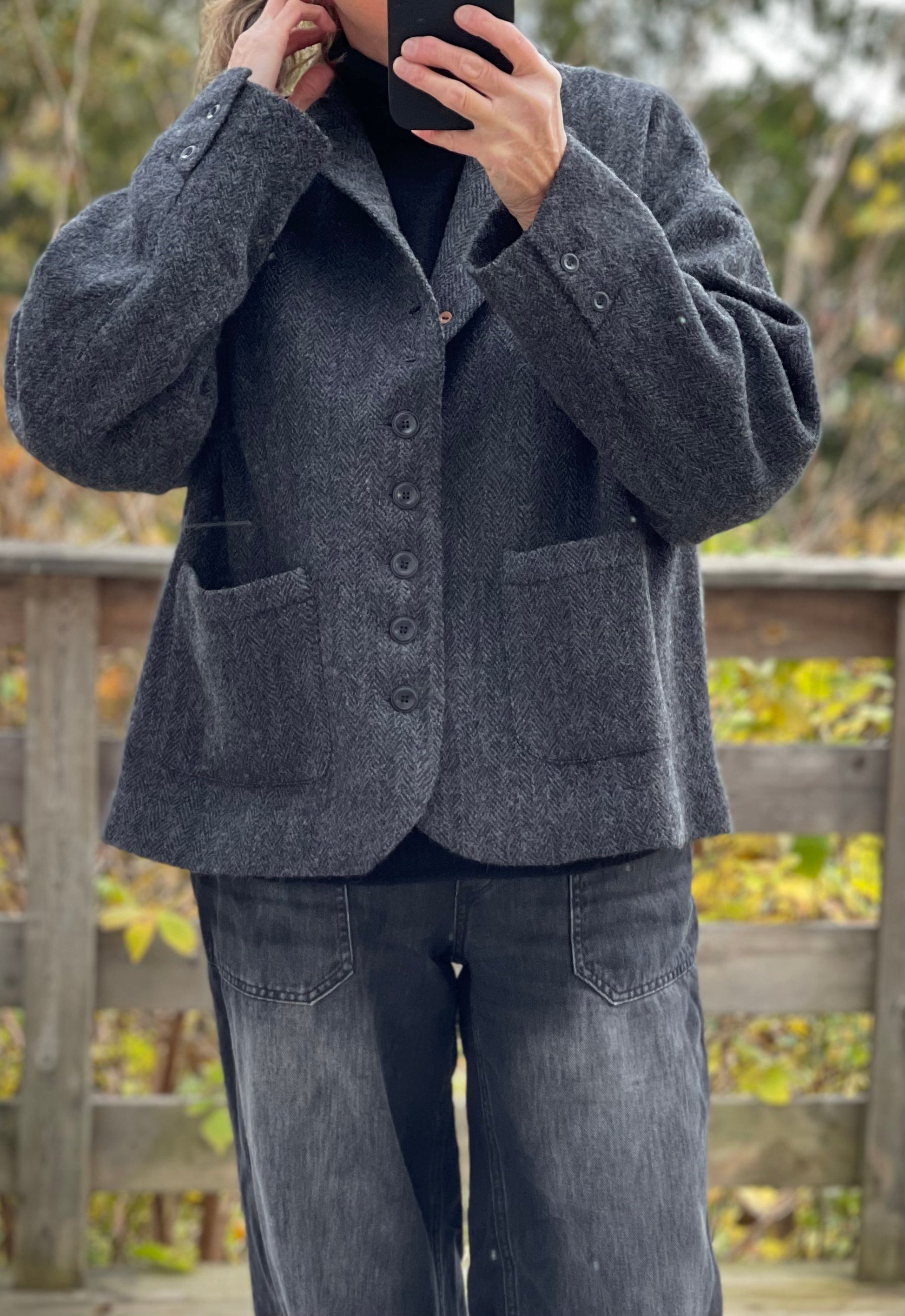 Herringbone blazer - Black