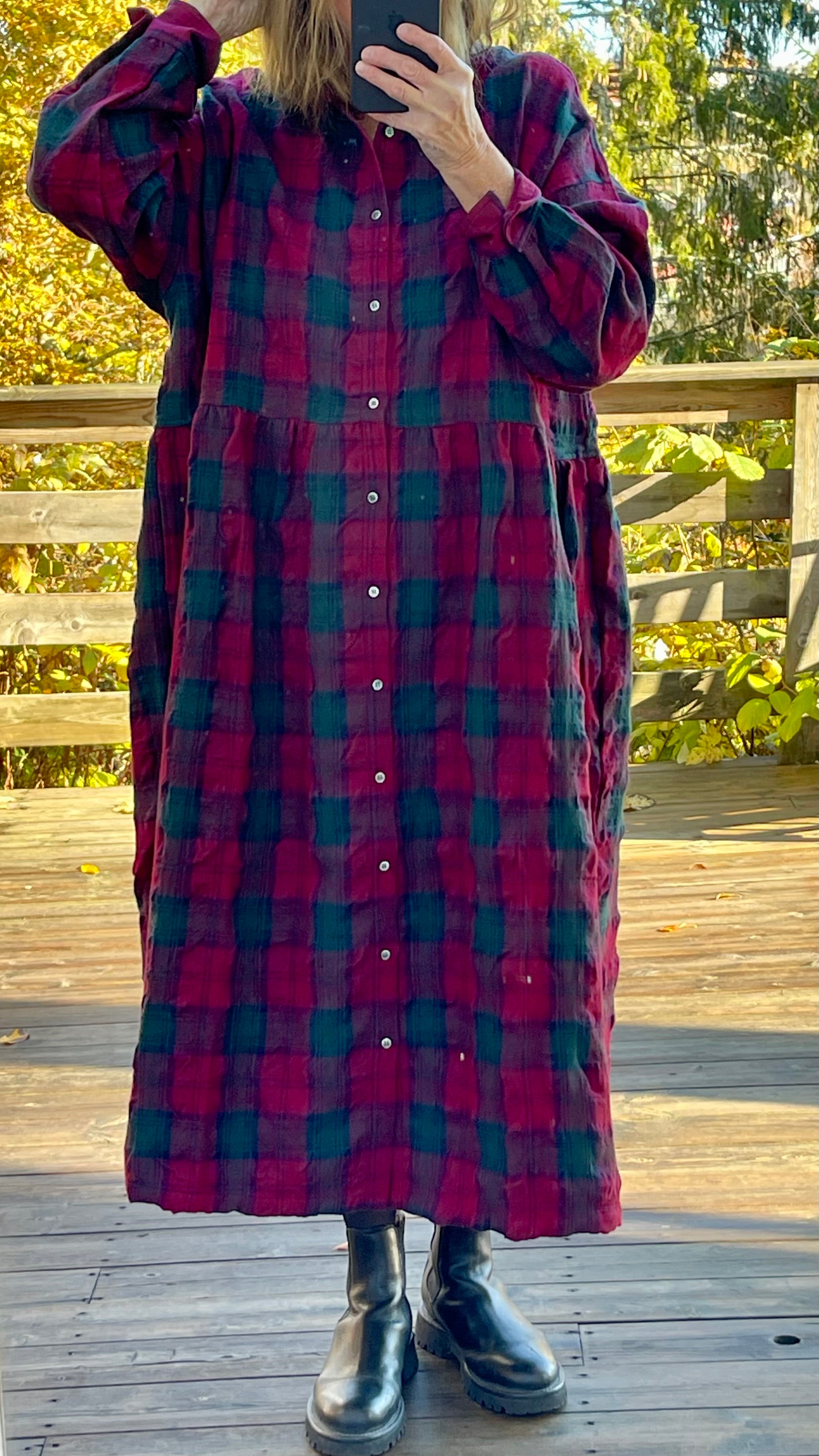 Tartan skjortekjole - Wool Washer - Bordeaux