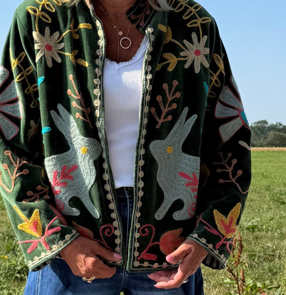 Brodert Velourjakke - Bonita