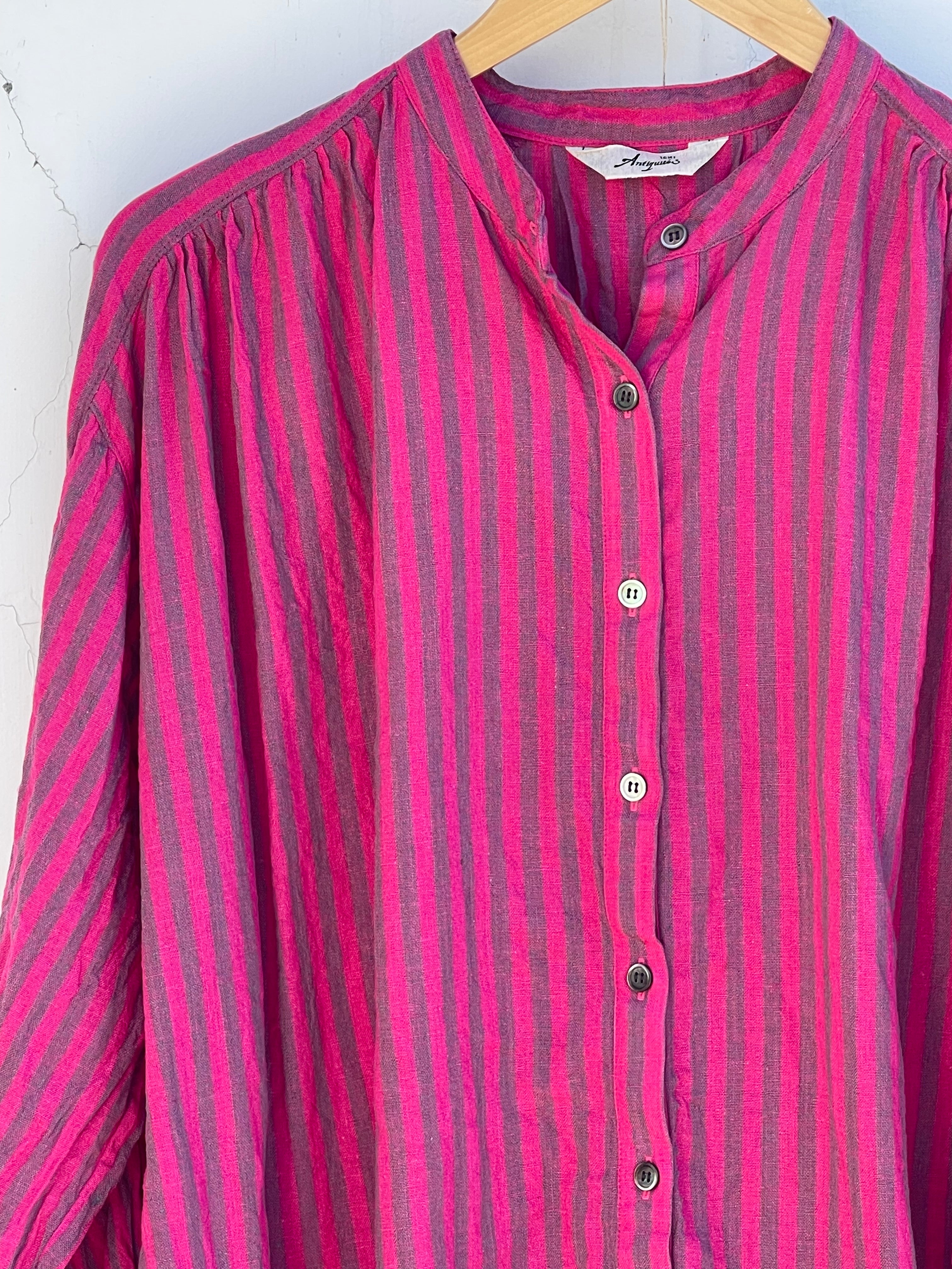 Stripete linskjorte - Pink - Linneas Hage