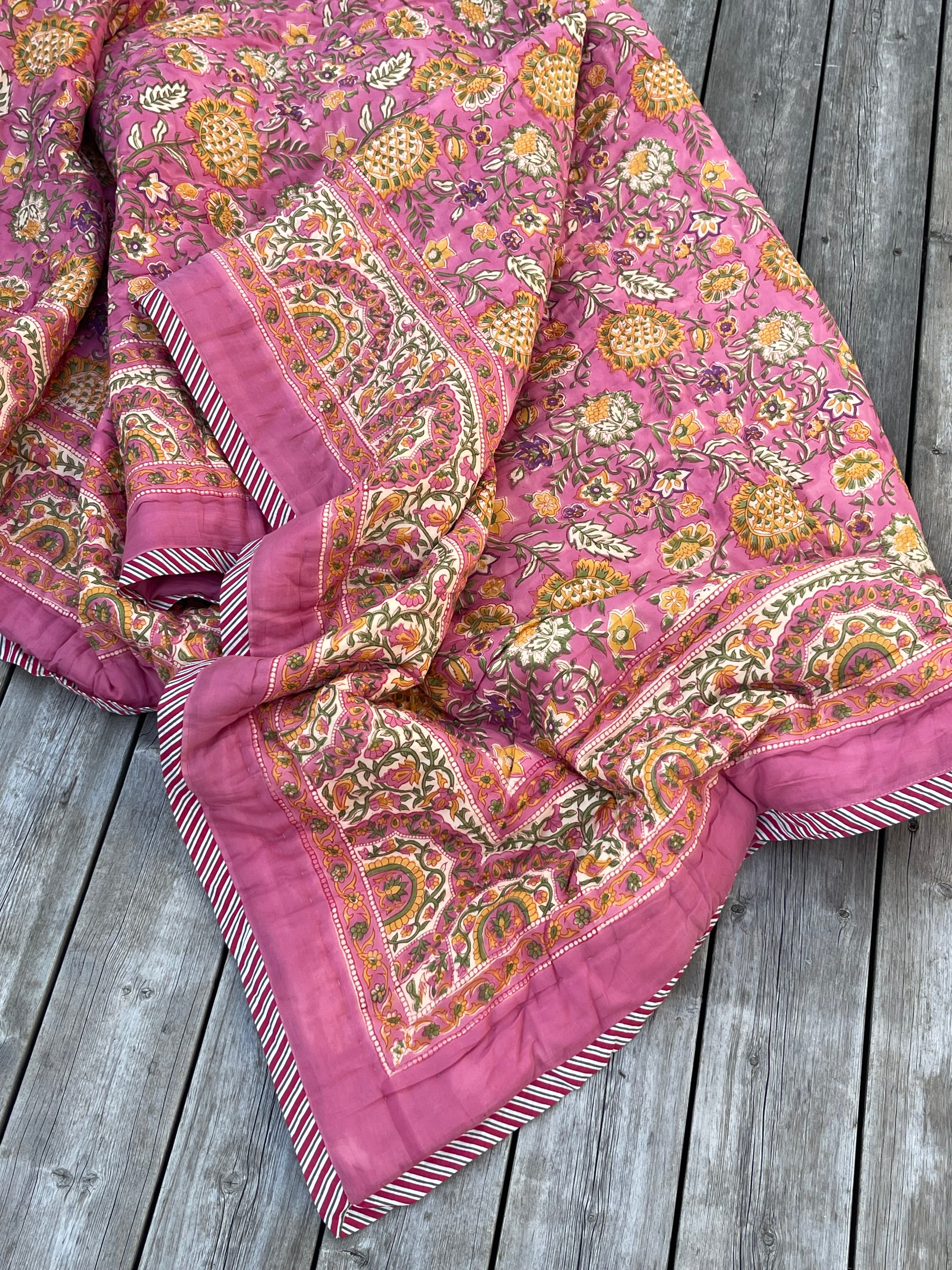 Vatteppe 150x220 - Rosa/Gult