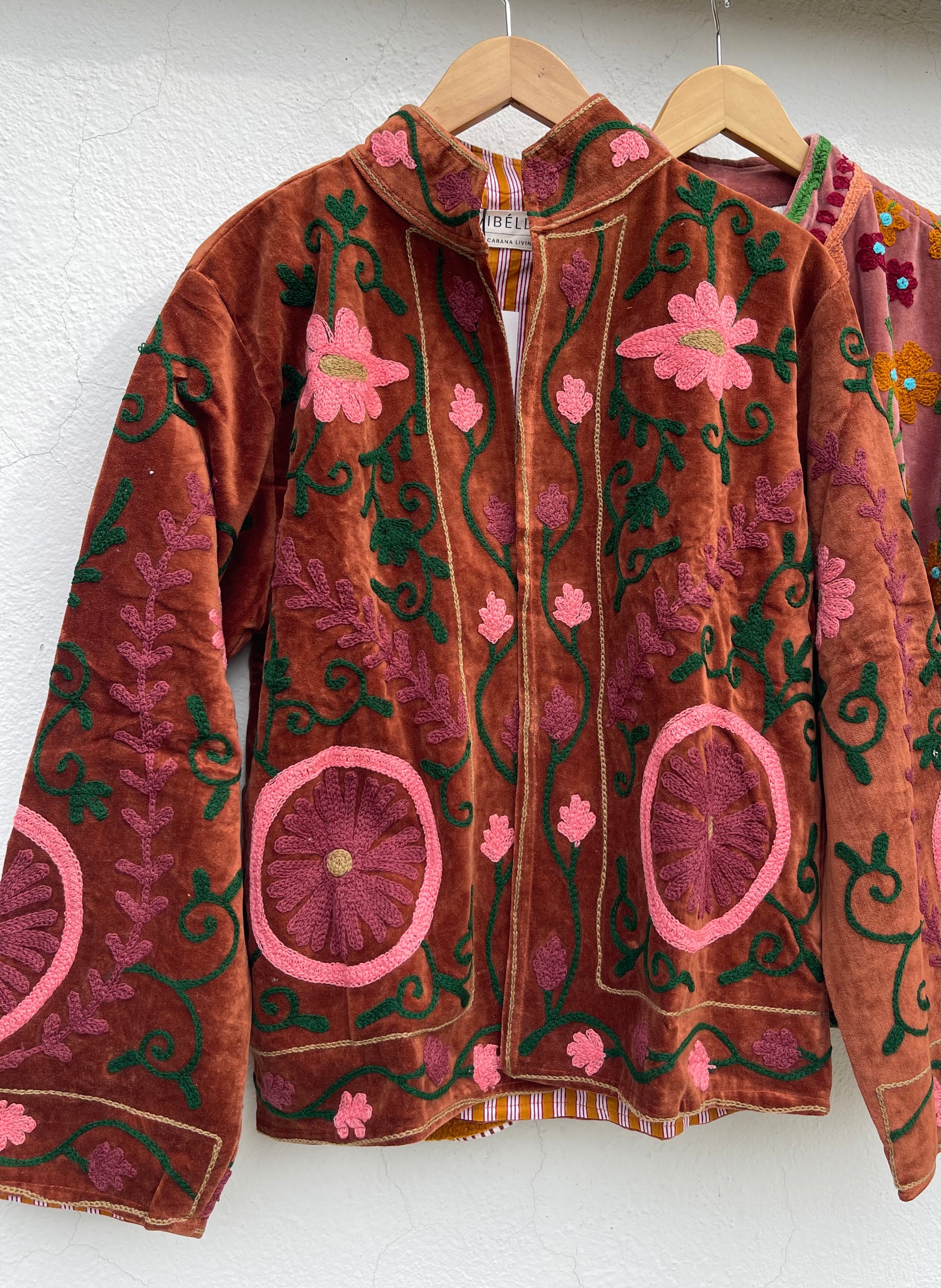 Brodert Velourjakke - Grap