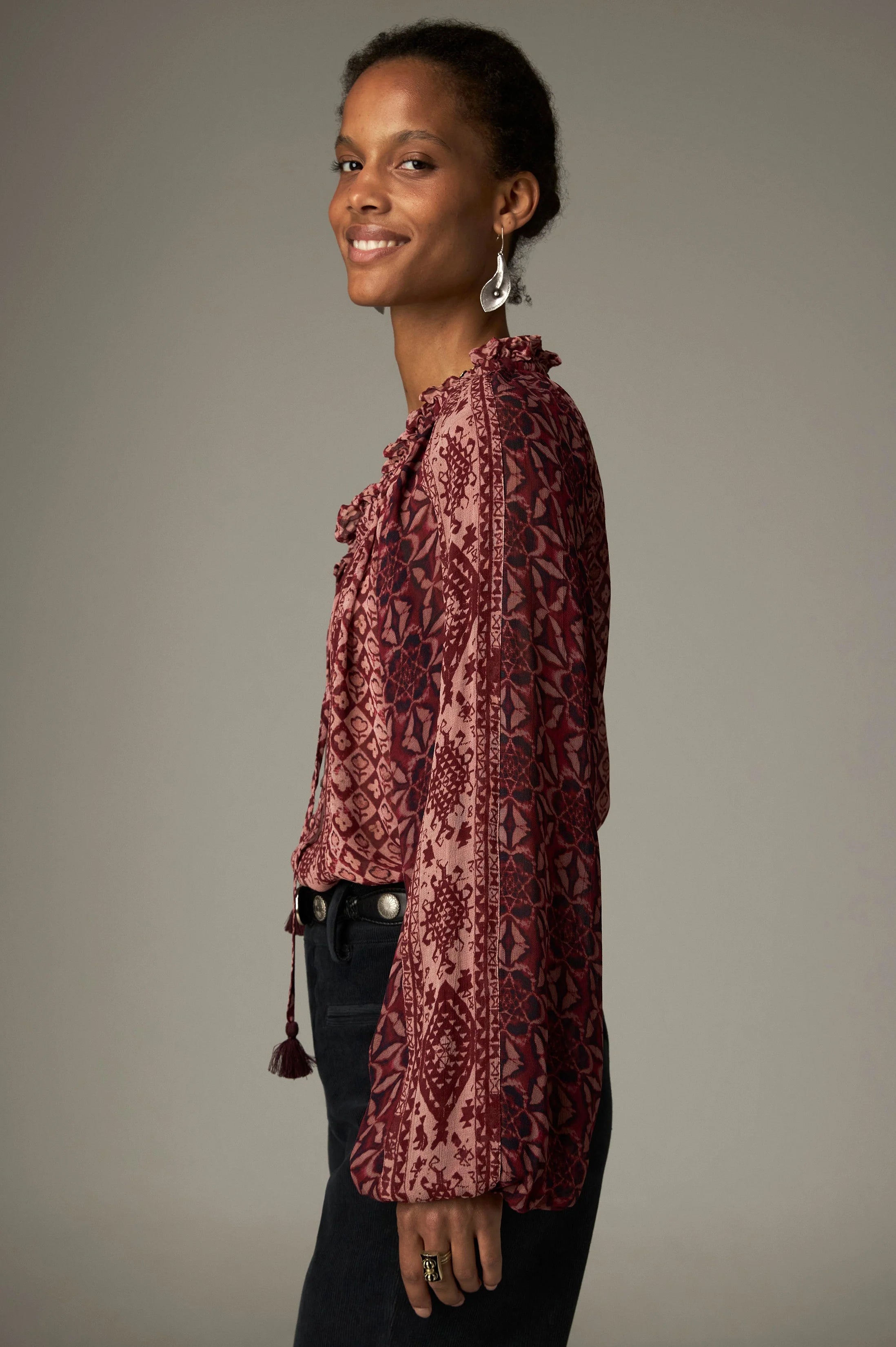 Hannah Bluse - Red Combo - Wine
