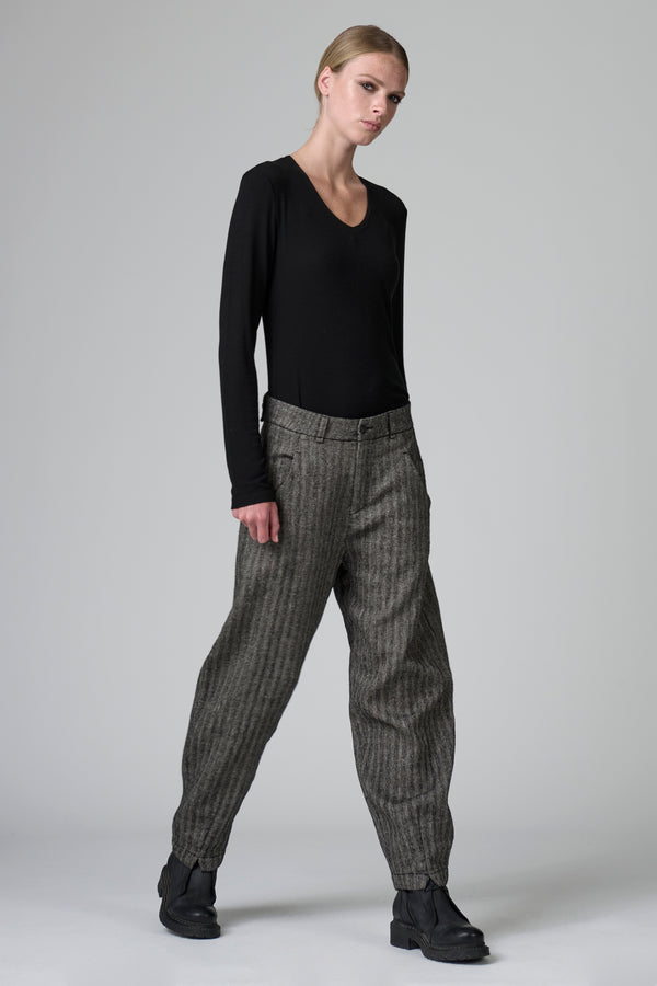 Comfort fit bukser - Herringbone - Taupe