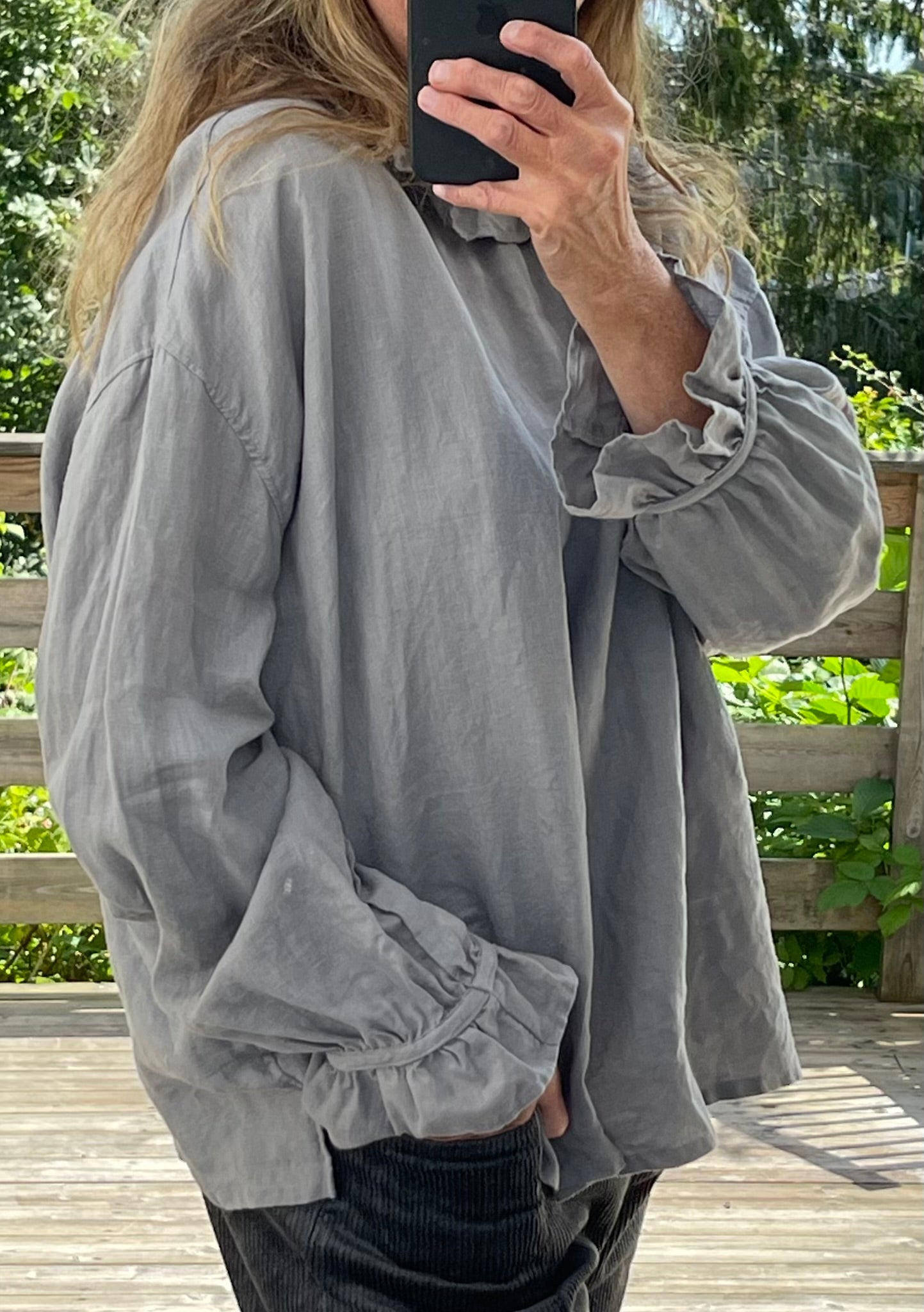 Frill Blouse - Azumadaki - Gray