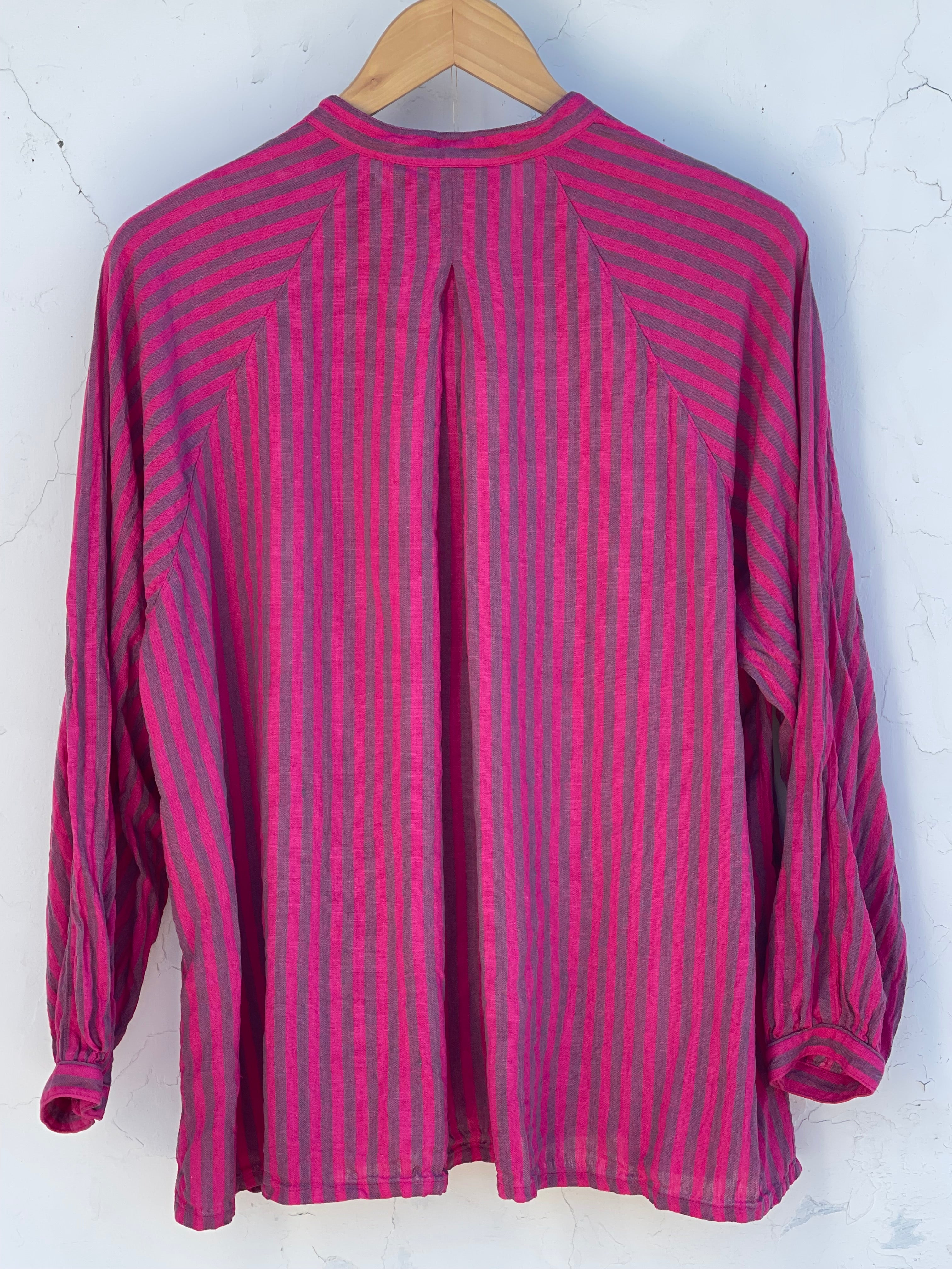 Stripete linskjorte - Pink - Linneas Hage