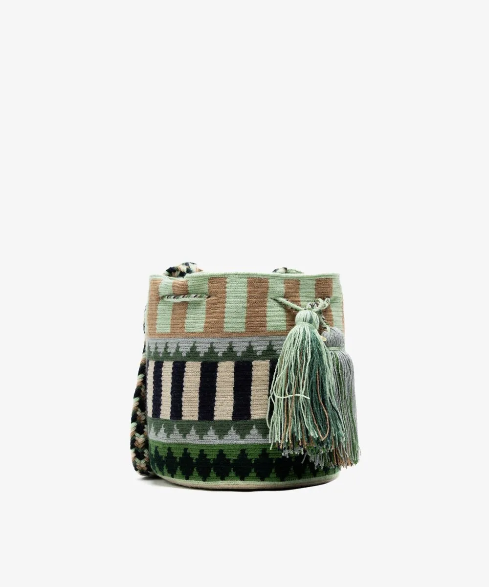 Wayuu Crossbodyveske M - Horologium -  Green/Navy