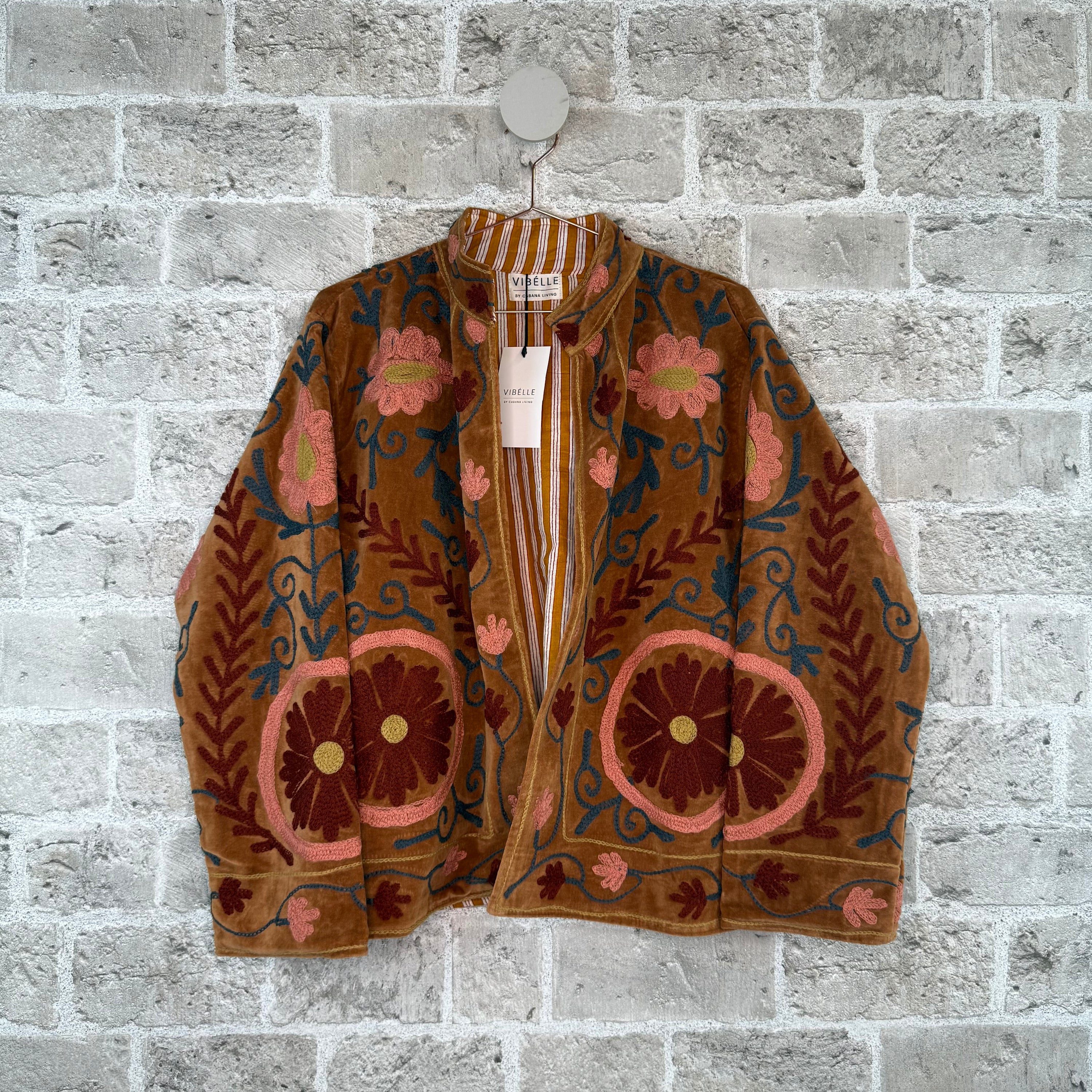 Brodert Velourjakke - Grap