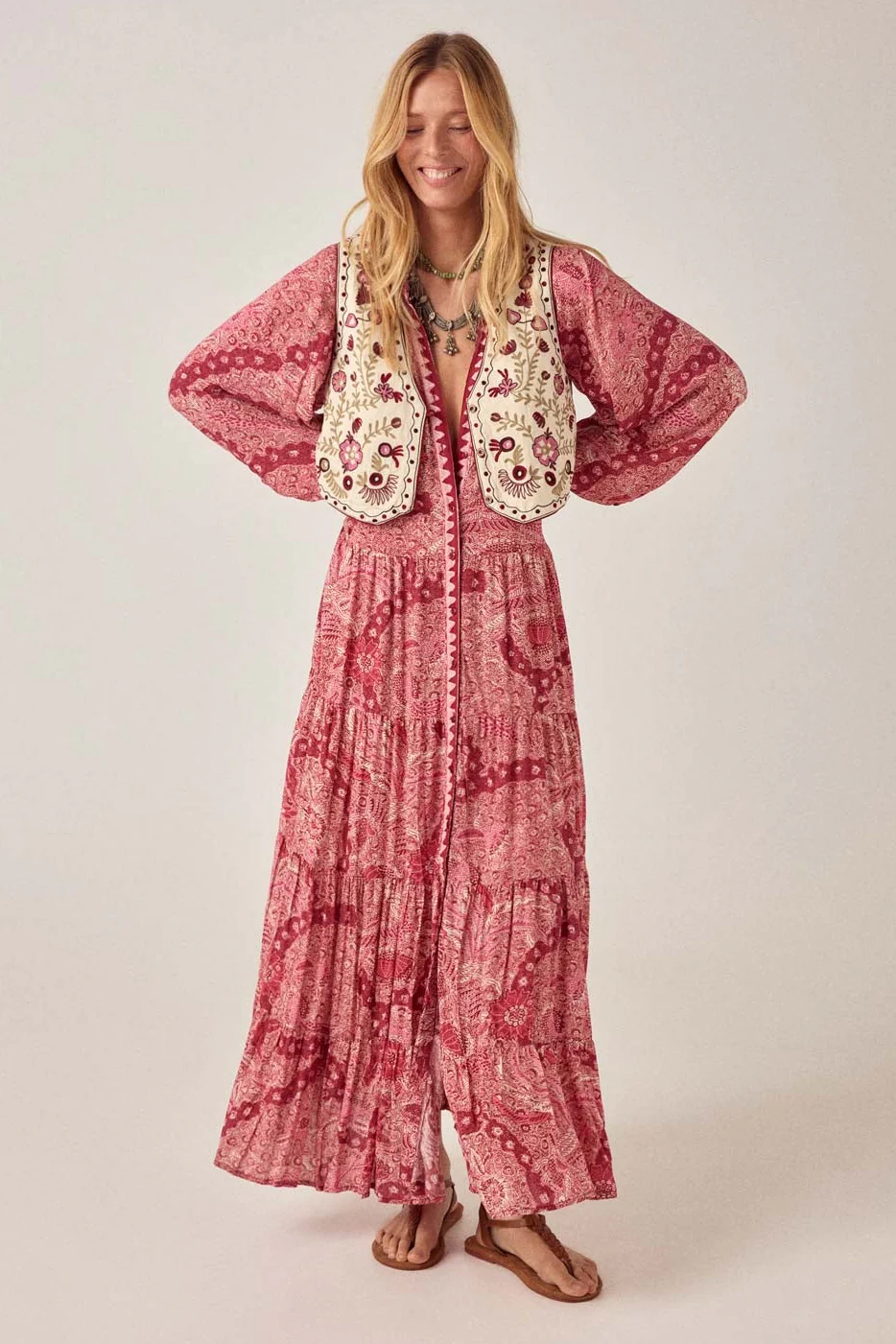 Lola Vest - Freak Folk - Rosa - Linneas Hage