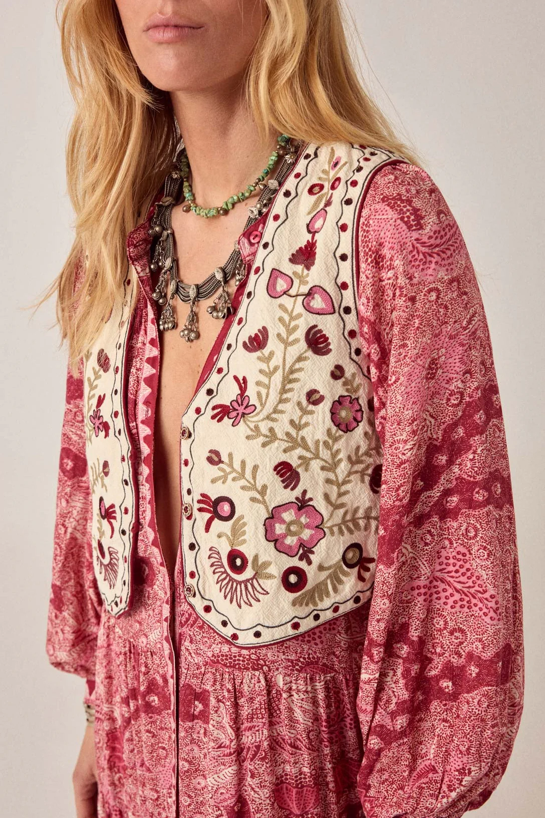 Lola Vest - Freak Folk - Rosa - Linneas Hage
