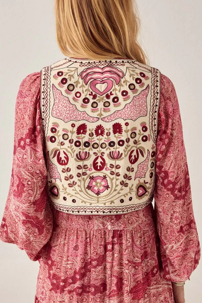 Lola Vest - Freak Folk - Rosa - Linneas Hage