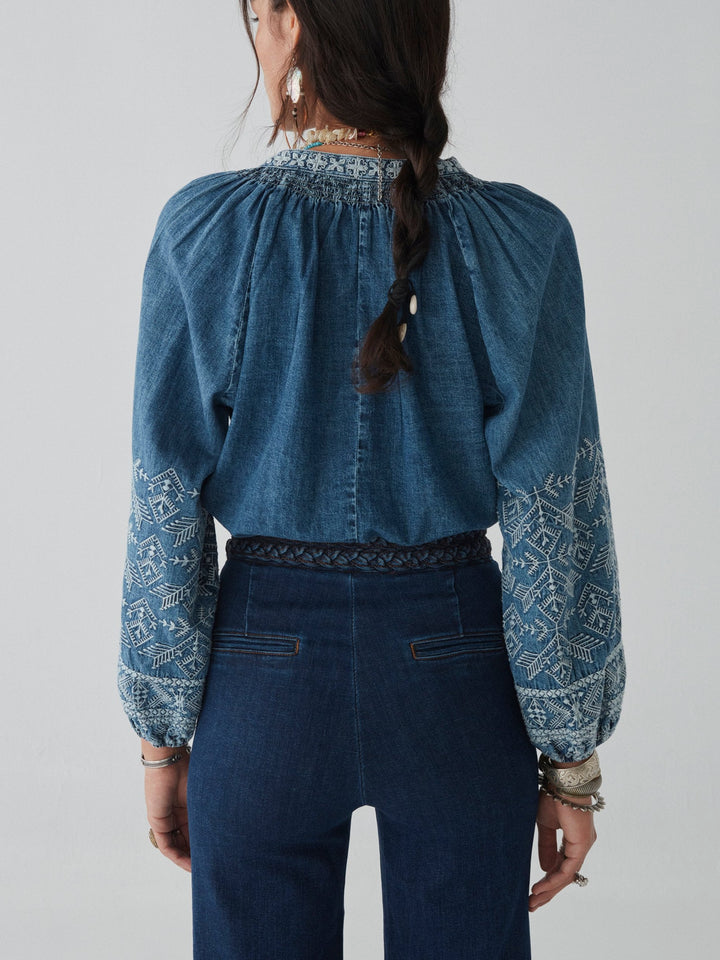 Audrey Blouse - Denim Romance - Blue Moon