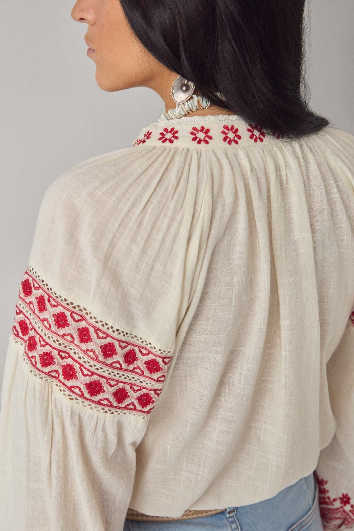 Antonella bluse - Red Poppy - Cranberry - Linneas Hage