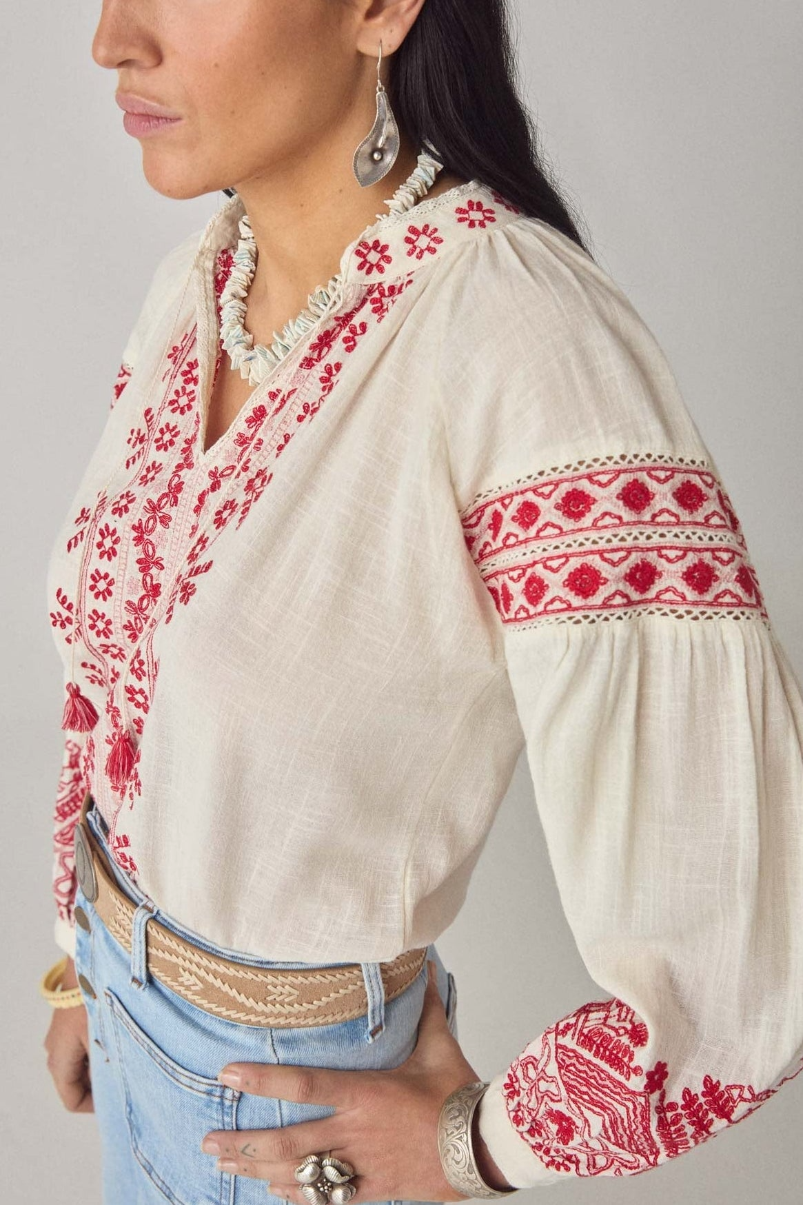 Antonella bluse - Red Poppy - Cranberry - Linneas Hage