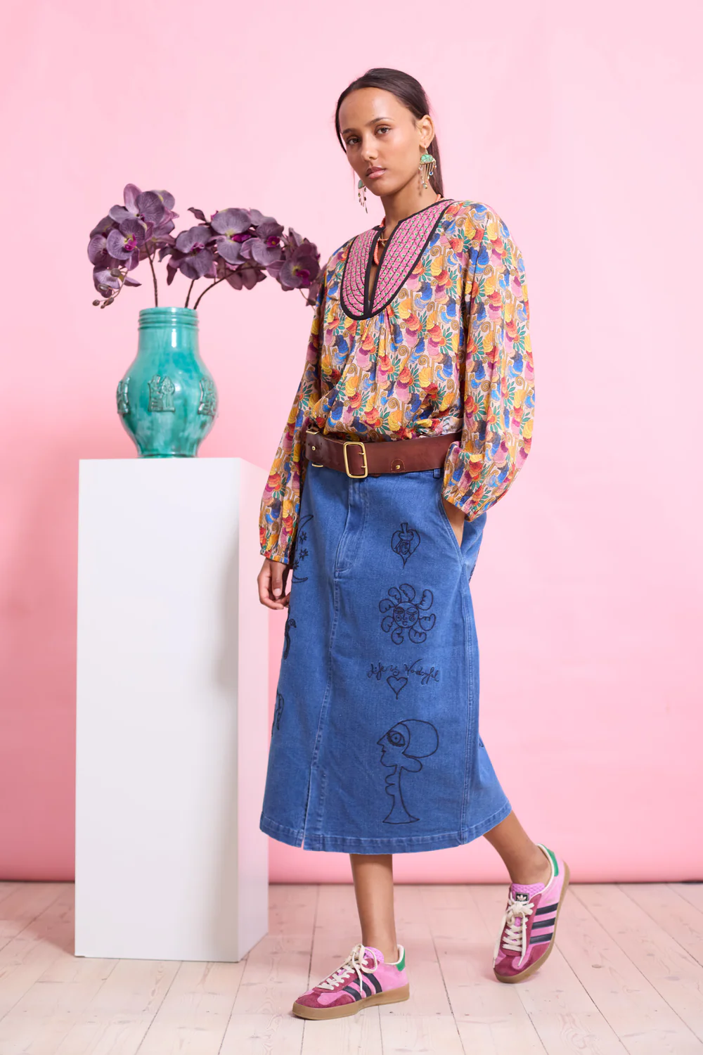 Sona Denimskjørt - Cyan Blue - Linneas Hage