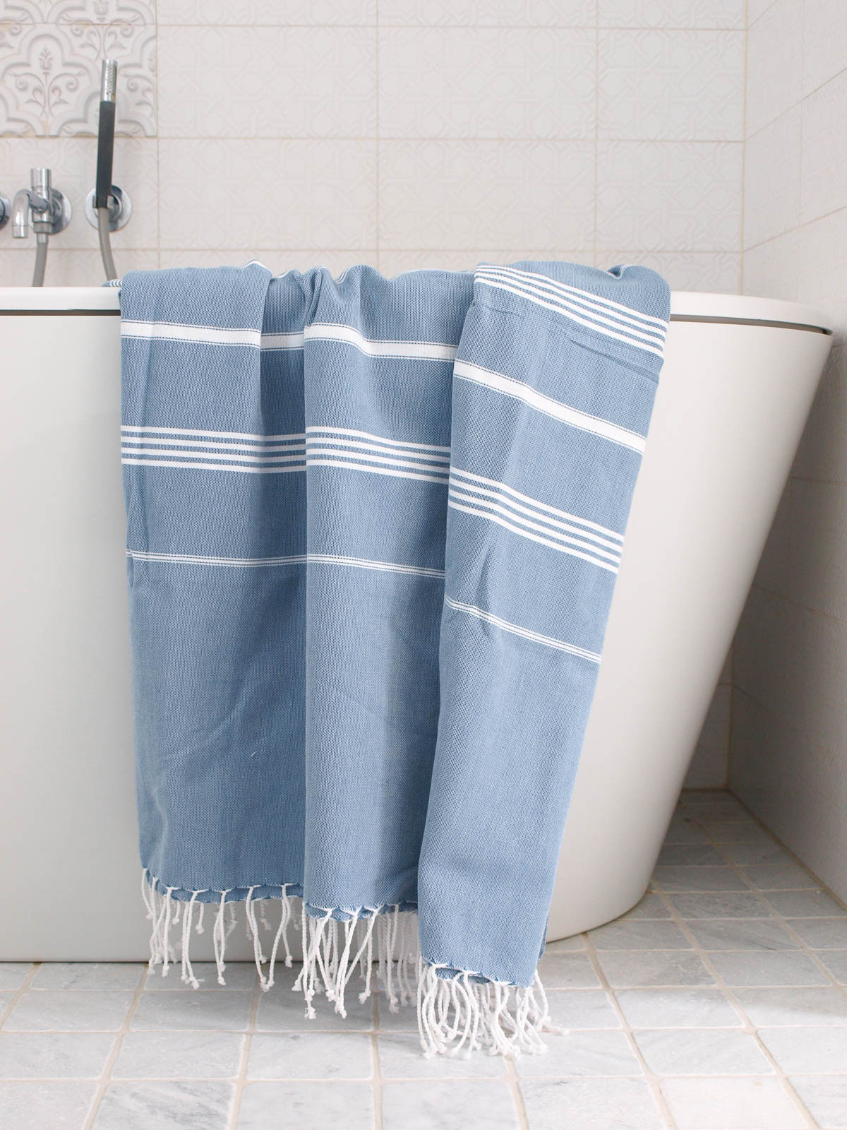 Hammamhåndkle XL - Jeans Blue/White - Linneas Hage