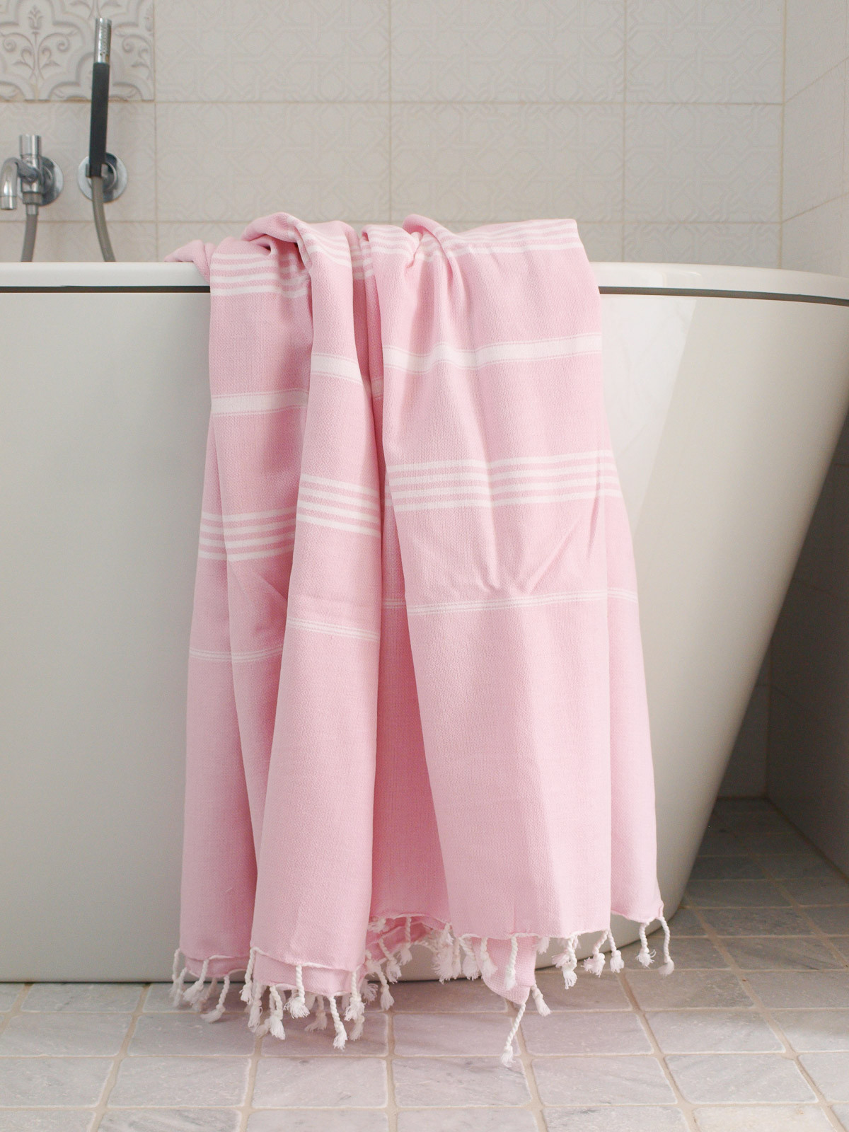 Hammamhåndkle XL - Pink/White - Linneas Hage