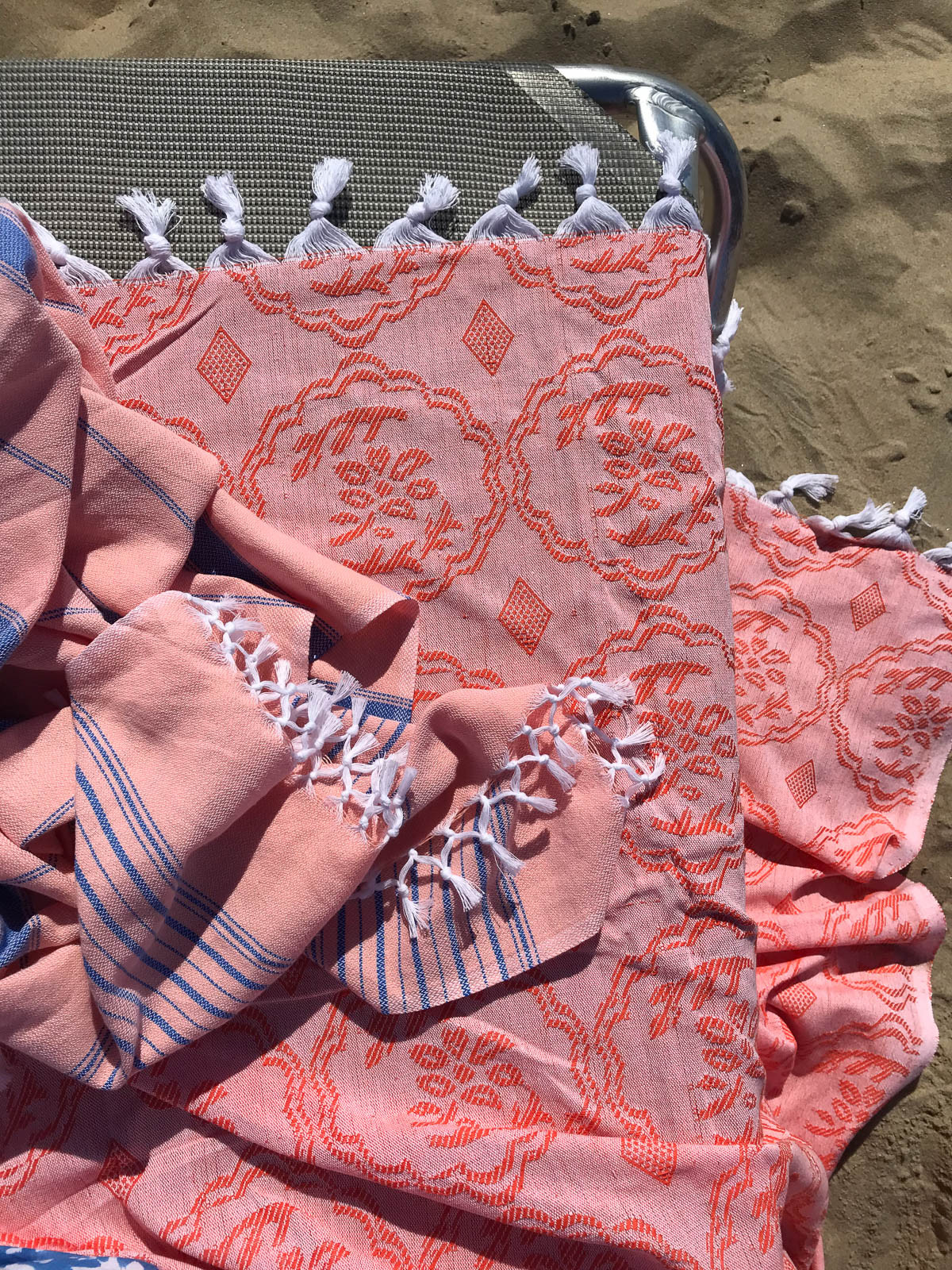 Ege Hammamhåndkle L - Peach/Greek Blue - Linneas Hage