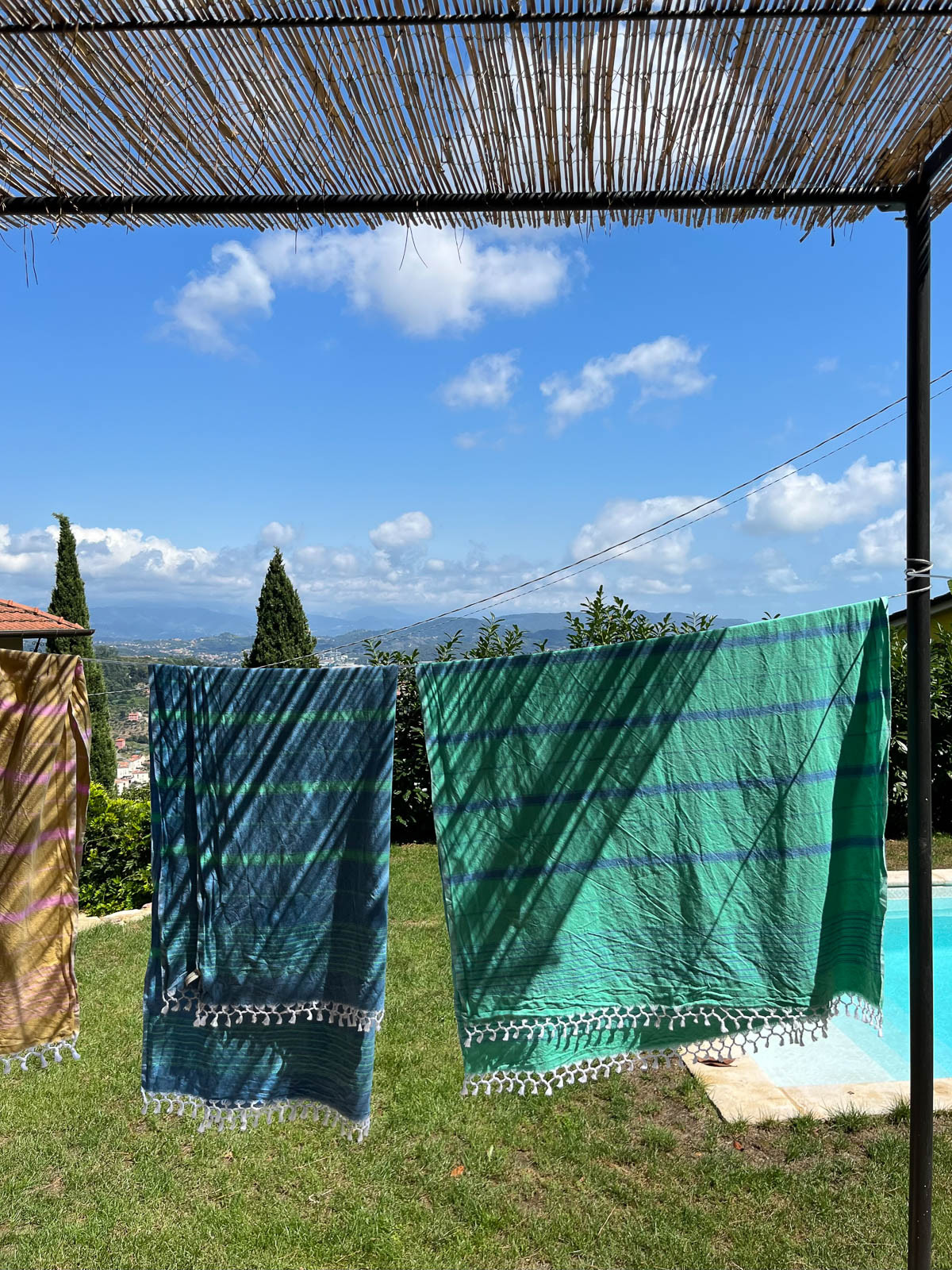Ege Hammamhåndkle L - Jade Green/Ocean Blue - Linneas Hage