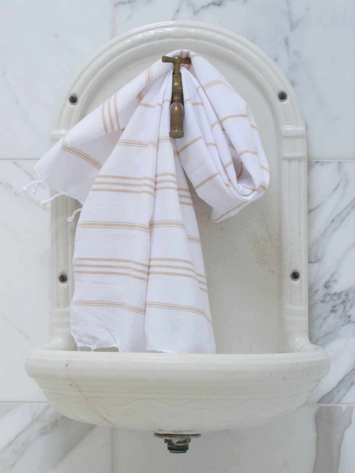 Lite Hammamhåndkle - S - White/Sand - Linneas Hage