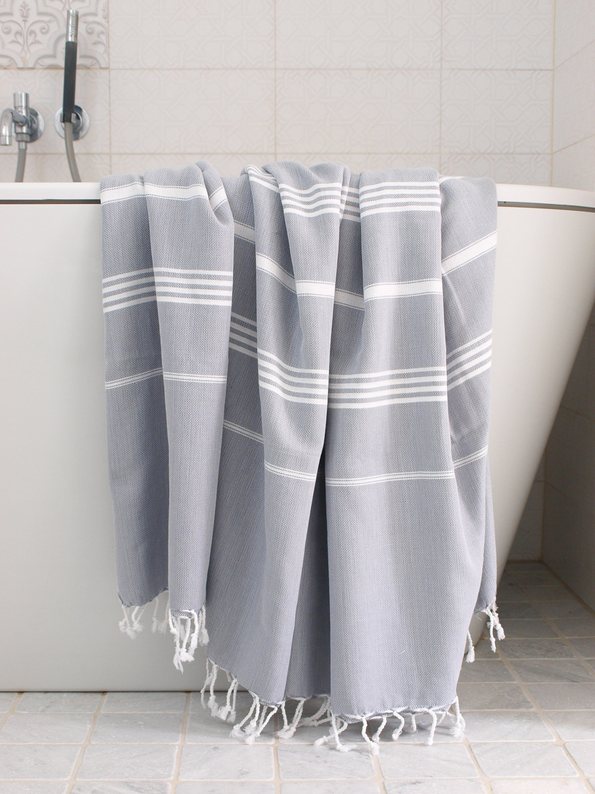 Hammamhåndkle XL - Grey/White - Linneas Hage