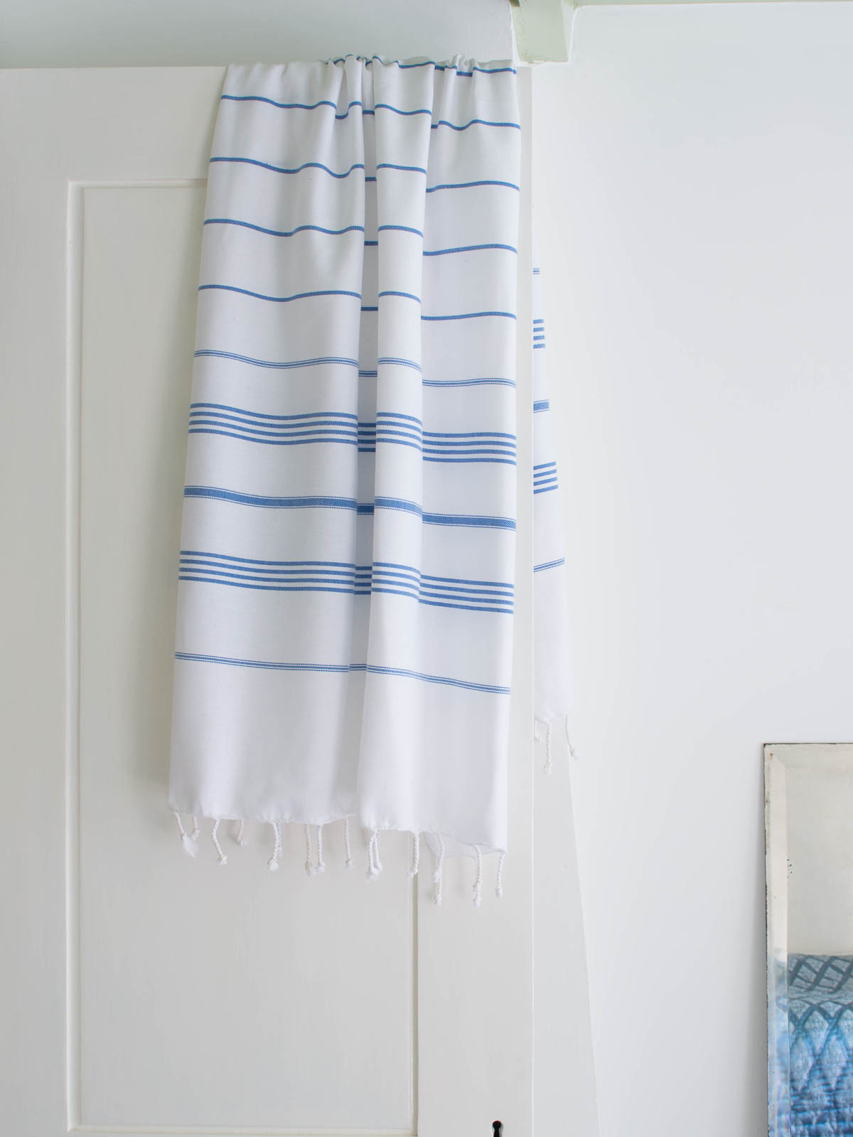 Hammamhåndkle M - White/Mediterranean Blue - Linneas Hage
