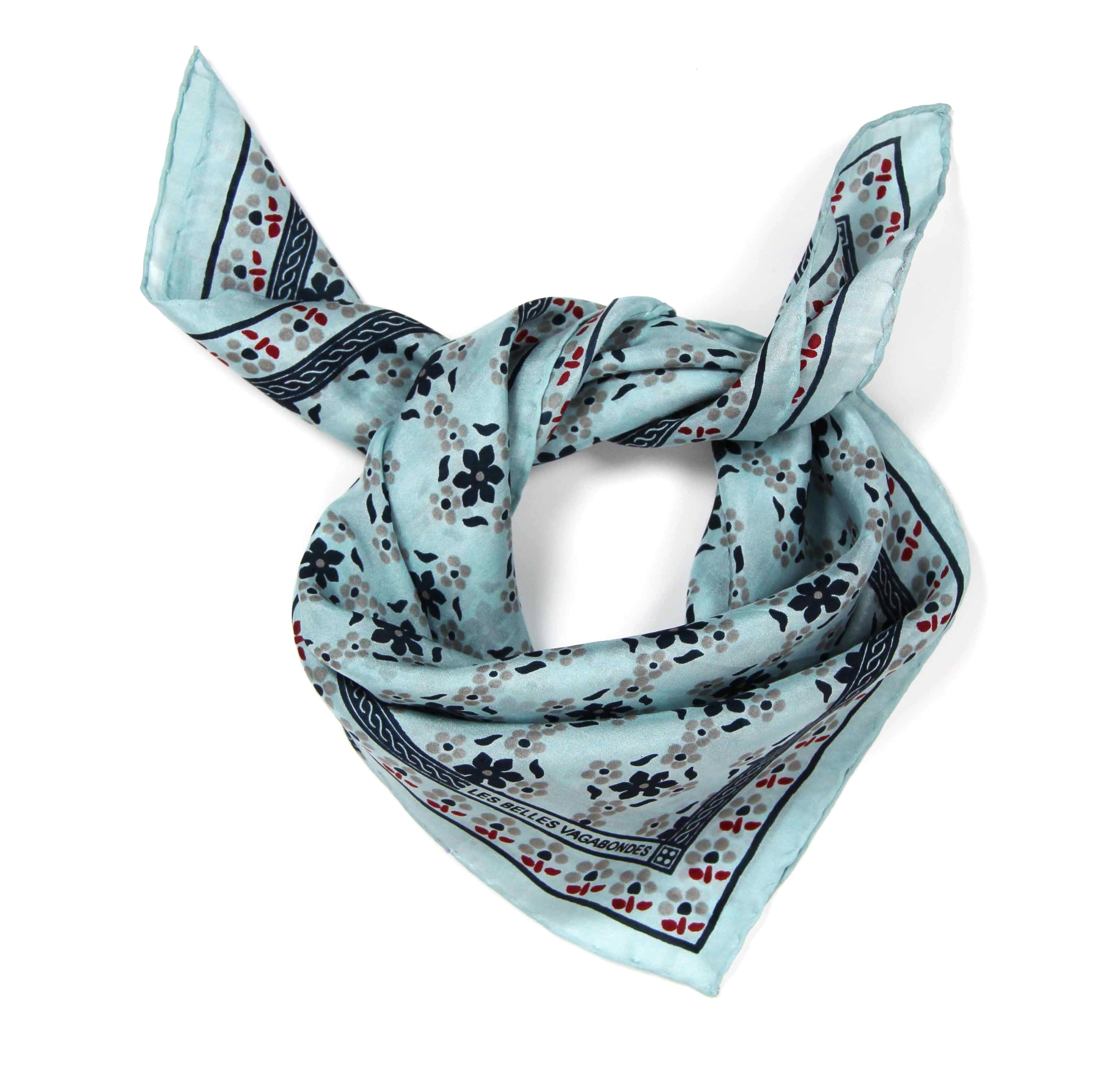 Mini silkeskjerf - Natasha- Bleue