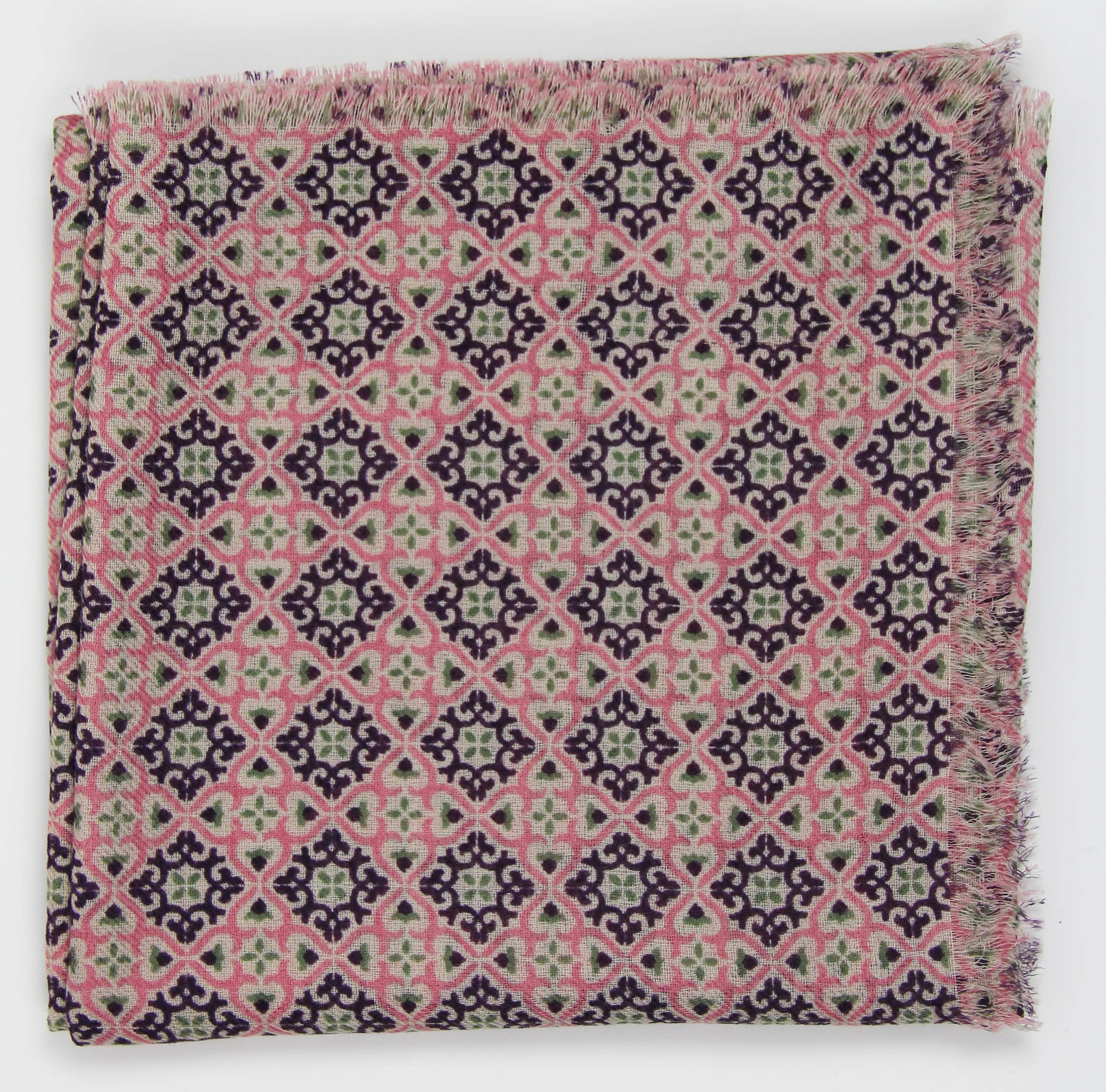 Lite Ullskjerf 100x100 - Lisbonne - Rose