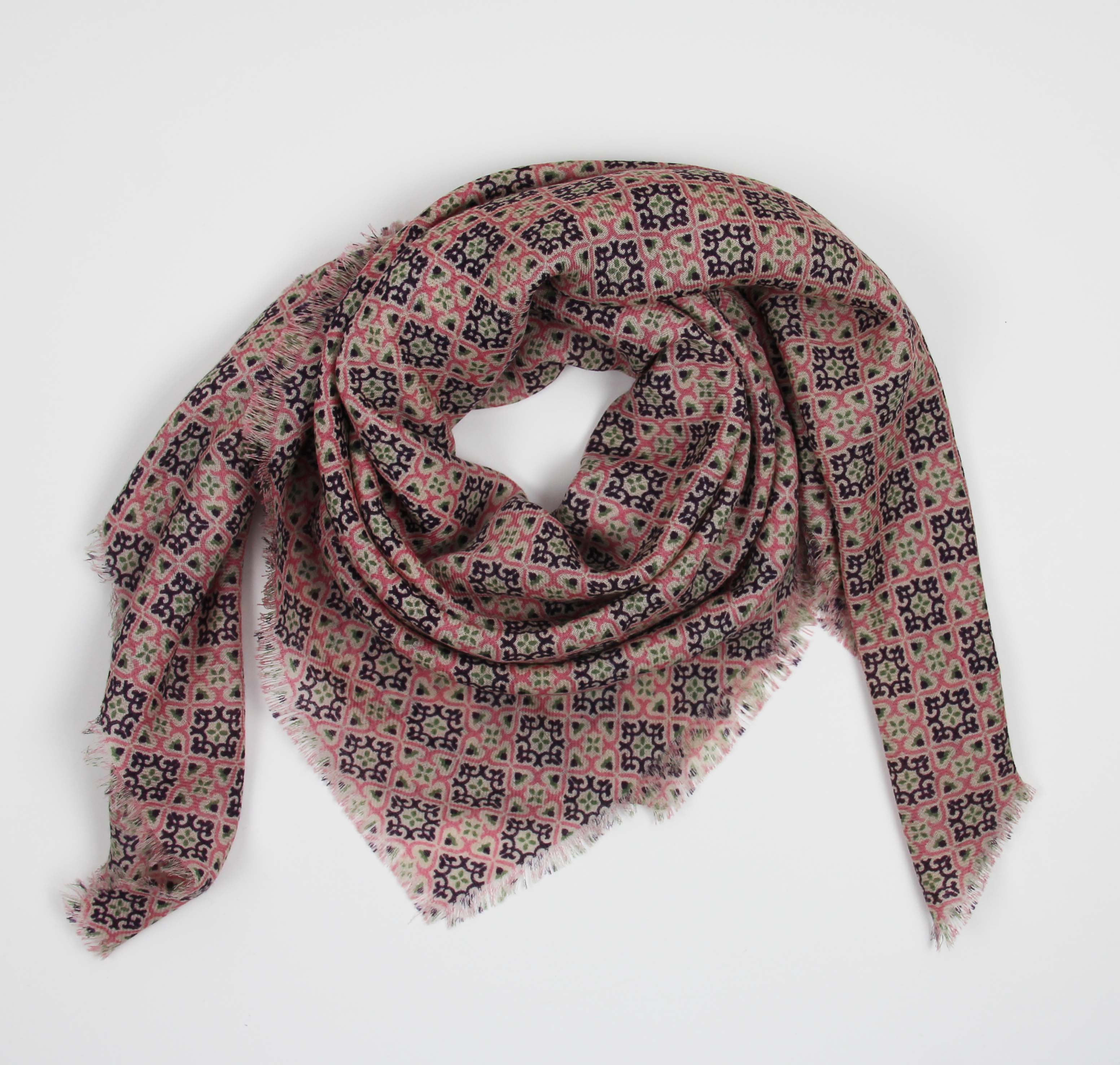 Lite Ullskjerf 100x100 - Lisbonne - Rose