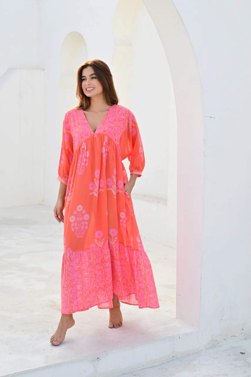 Antibes Maxikjole - Orange - Linneas Hage