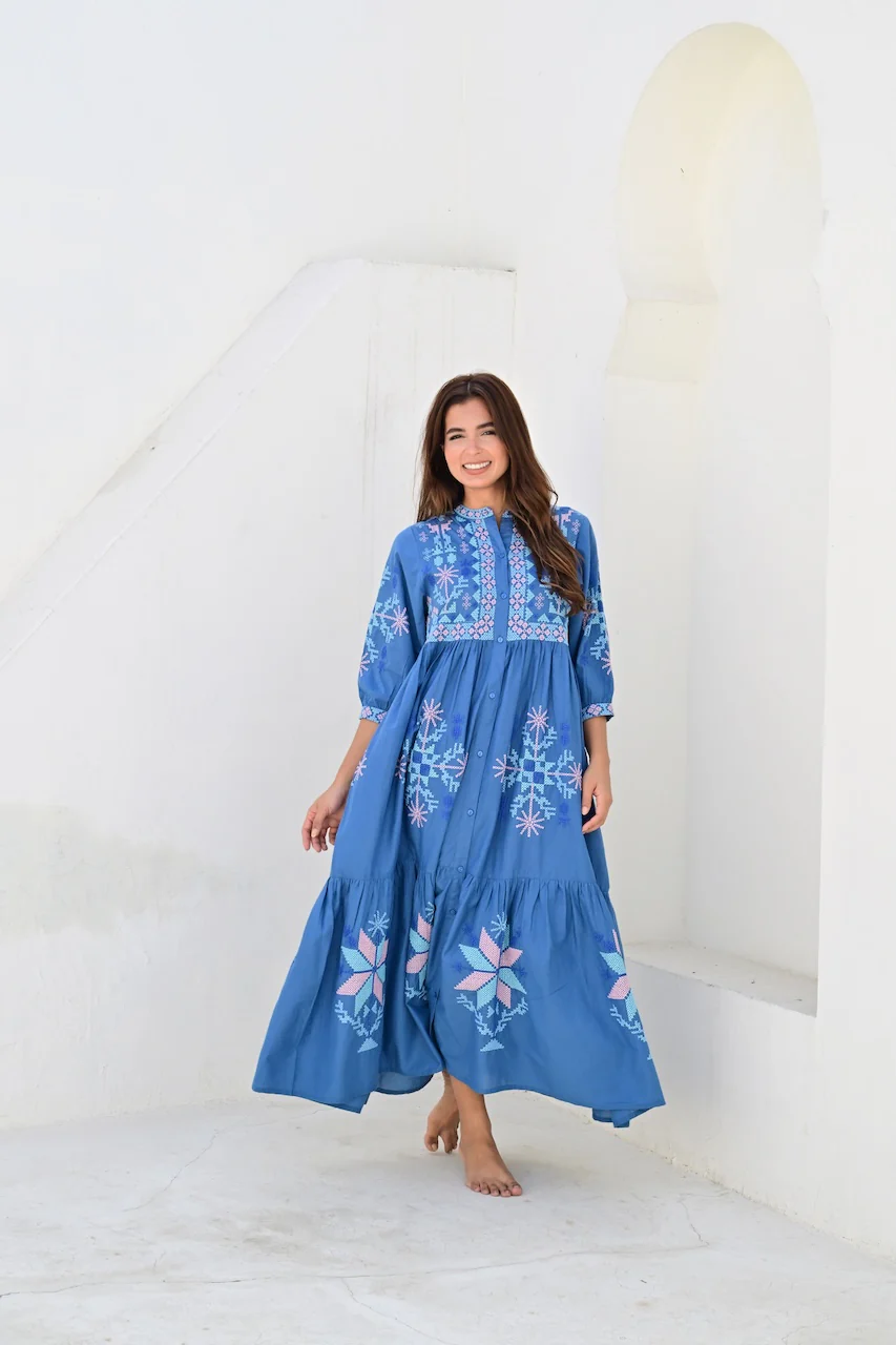 Narbonne Maxikjole - Blue - Linneas Hage