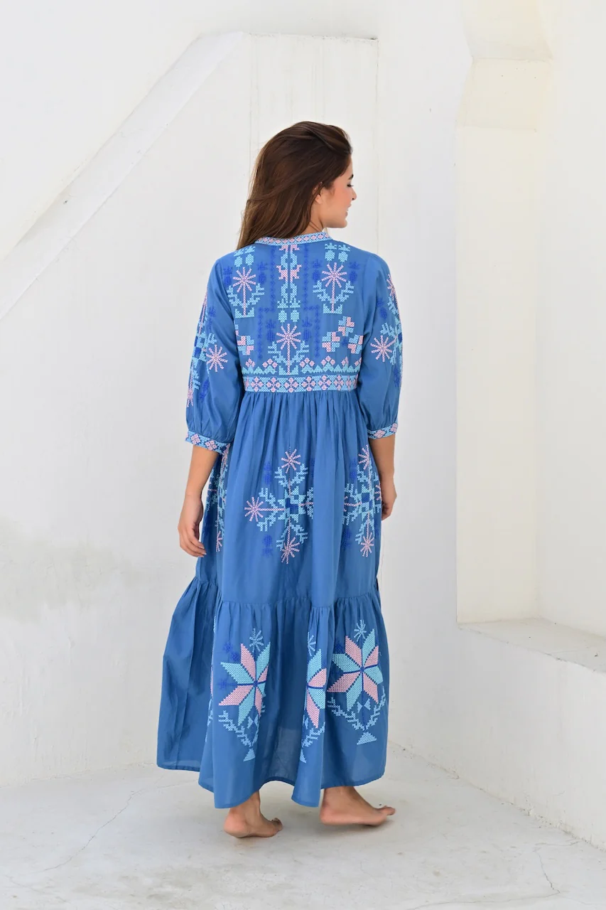 Narbonne Maxikjole - Blue - Linneas Hage