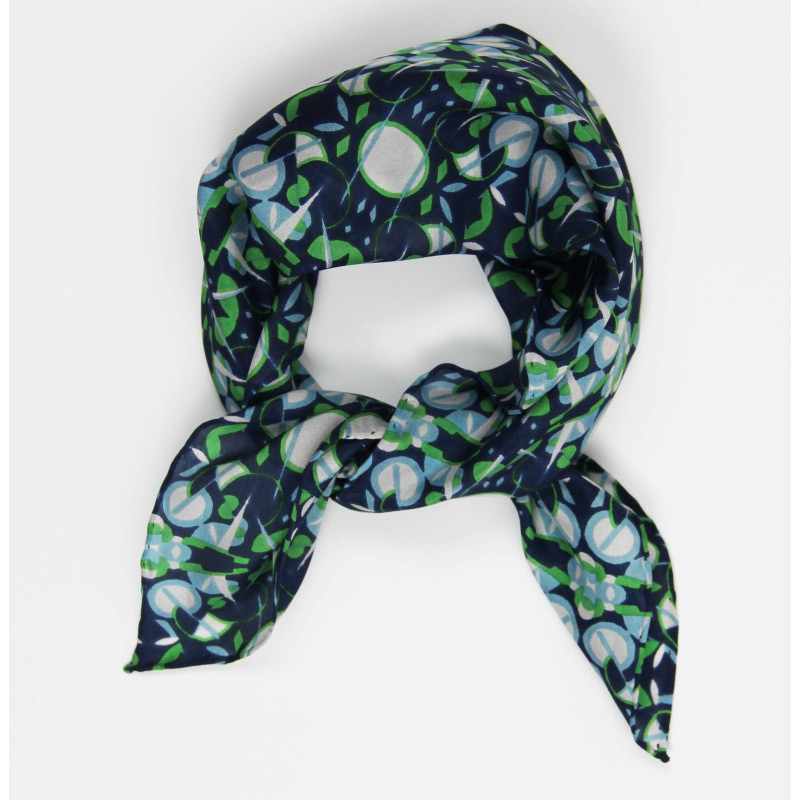 Mini silkeskjerf - Ephemere - Marine/Vert